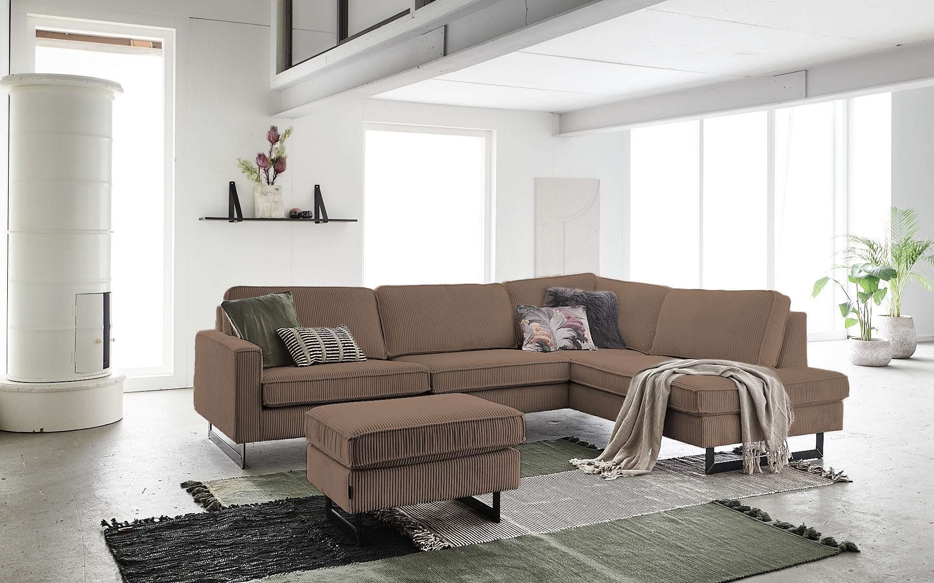 Places of Style Ecksofa "Pinto, 290 cm, Cord, Chenille, Lederoptik, Ottoman günstig online kaufen