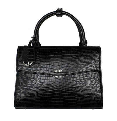 SOCHA Handtasche Tiny Tip Croco Black 10 Zoll, - elegante Tablet- und Handtasche mit Krokoprägung - mit Schultergurt - herausnehmbares Tabletfach 10 Zoll