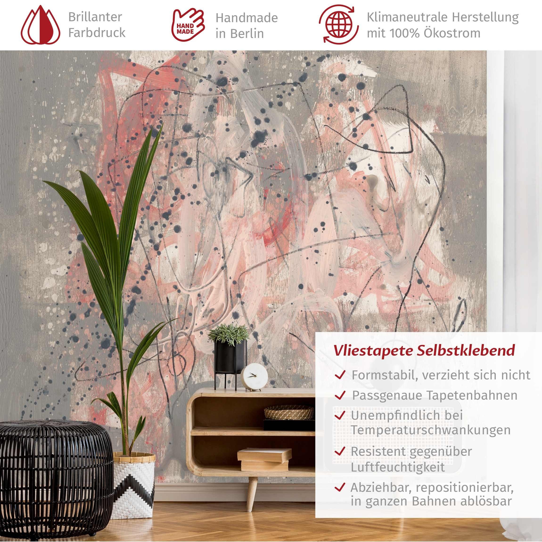 Bilderdepot24 Vliestapete Abstrakt Abstrakt Rosa Grau günstig online kaufen