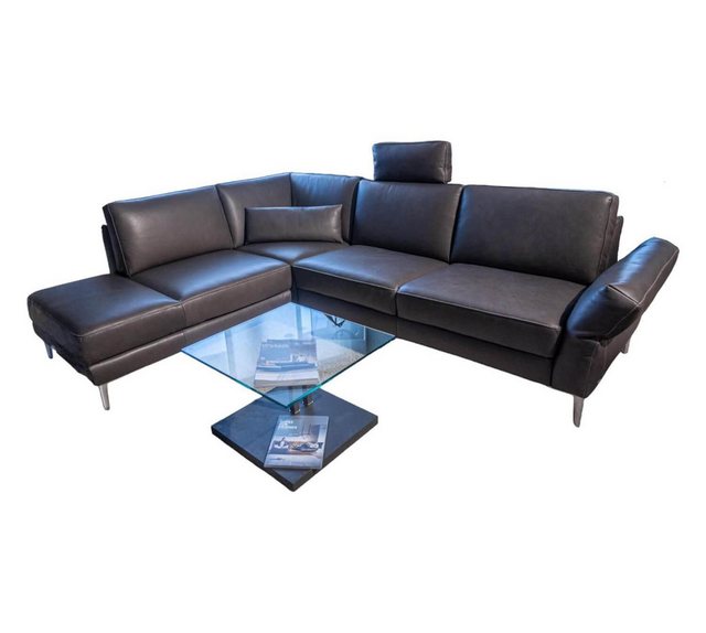 Koinor Ecksofa Ecksofa Upgrade Bezug Leder B Toro Montana Braun Schwarz Füß günstig online kaufen