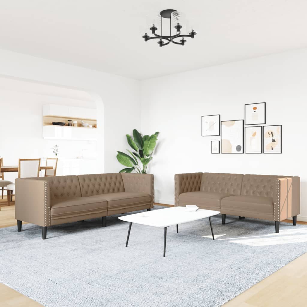 vidaXL Sofa 2-tlg. Chesterfield-Sofa-Set Cappuccino Kunstleder günstig online kaufen