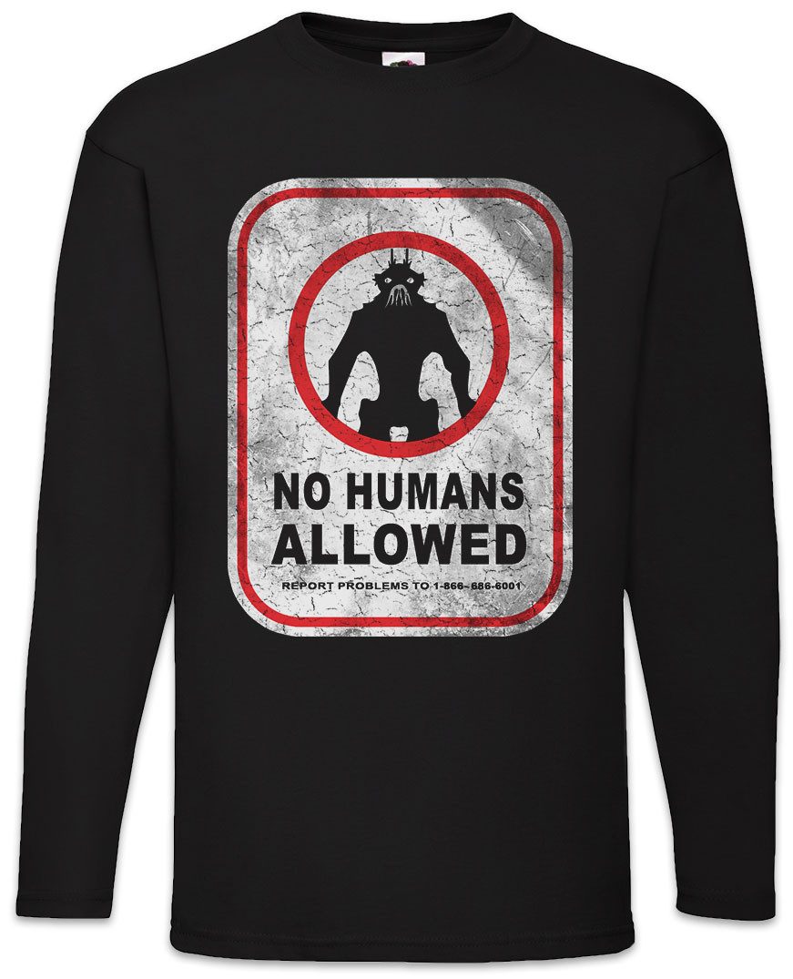Langarmshirt No Humans Allowed Sign Langarm T-Shirt Schild Logo District Alien