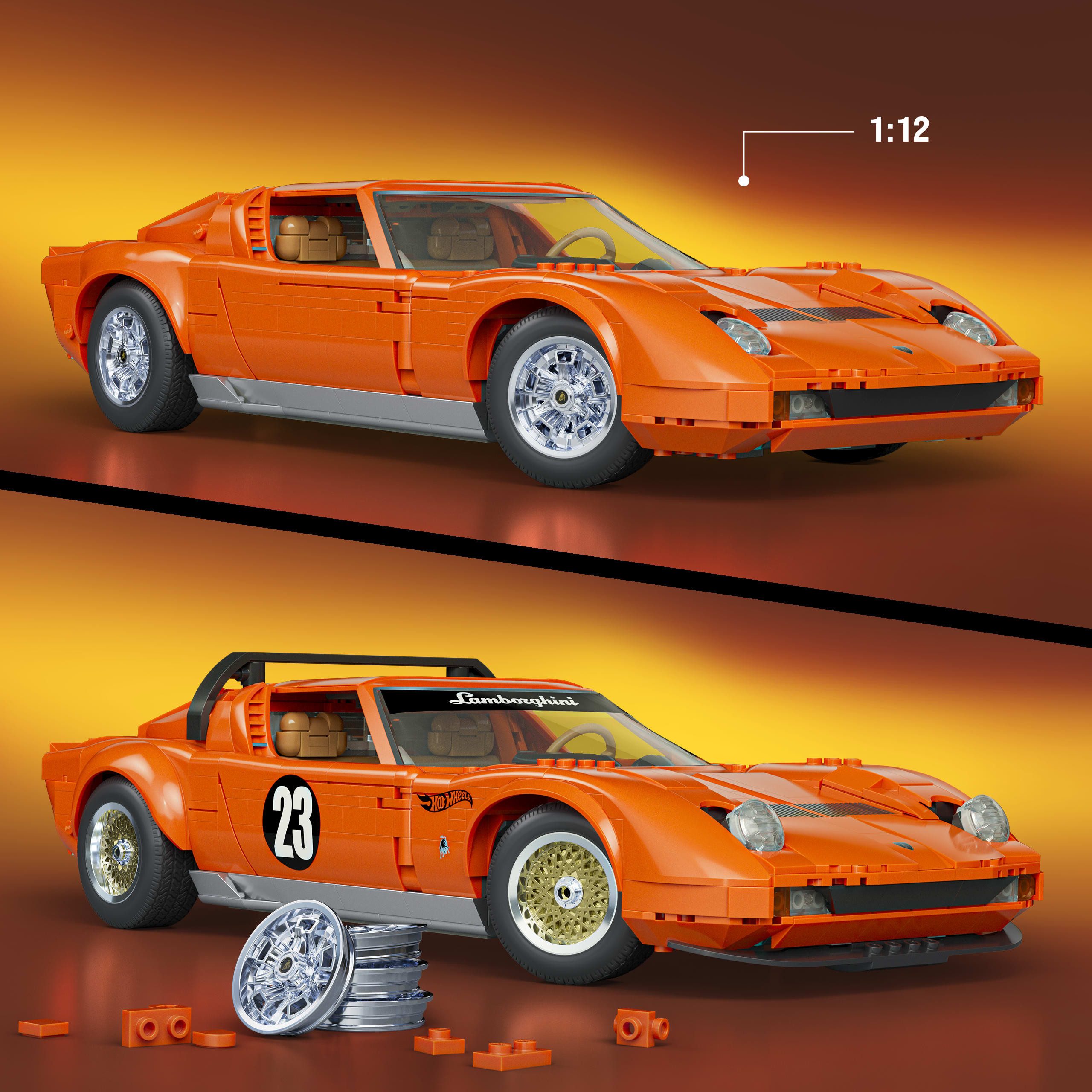 Mattel® Modellbausatz Mattel Brick Shop Hot Wheels Premium Lambo, Maßstab 1:12, (1523-tlg)
