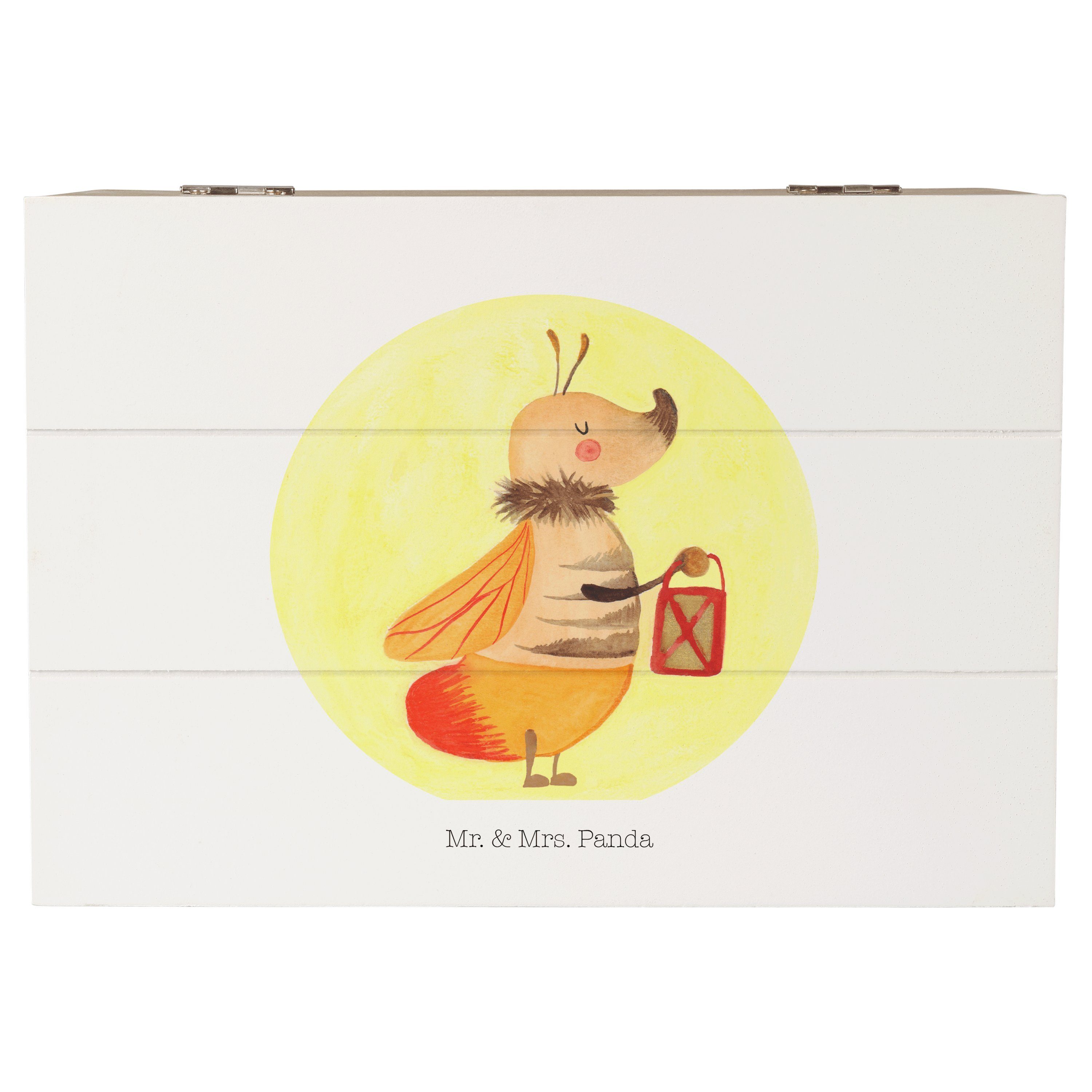 Mr. & Mrs. Panda Dekokiste 22 x 15 cm Glühwürmchen - Weiß - Geschenk, Leuchten, Holzkiste, Gesch (1 St), Handverlesene Designs