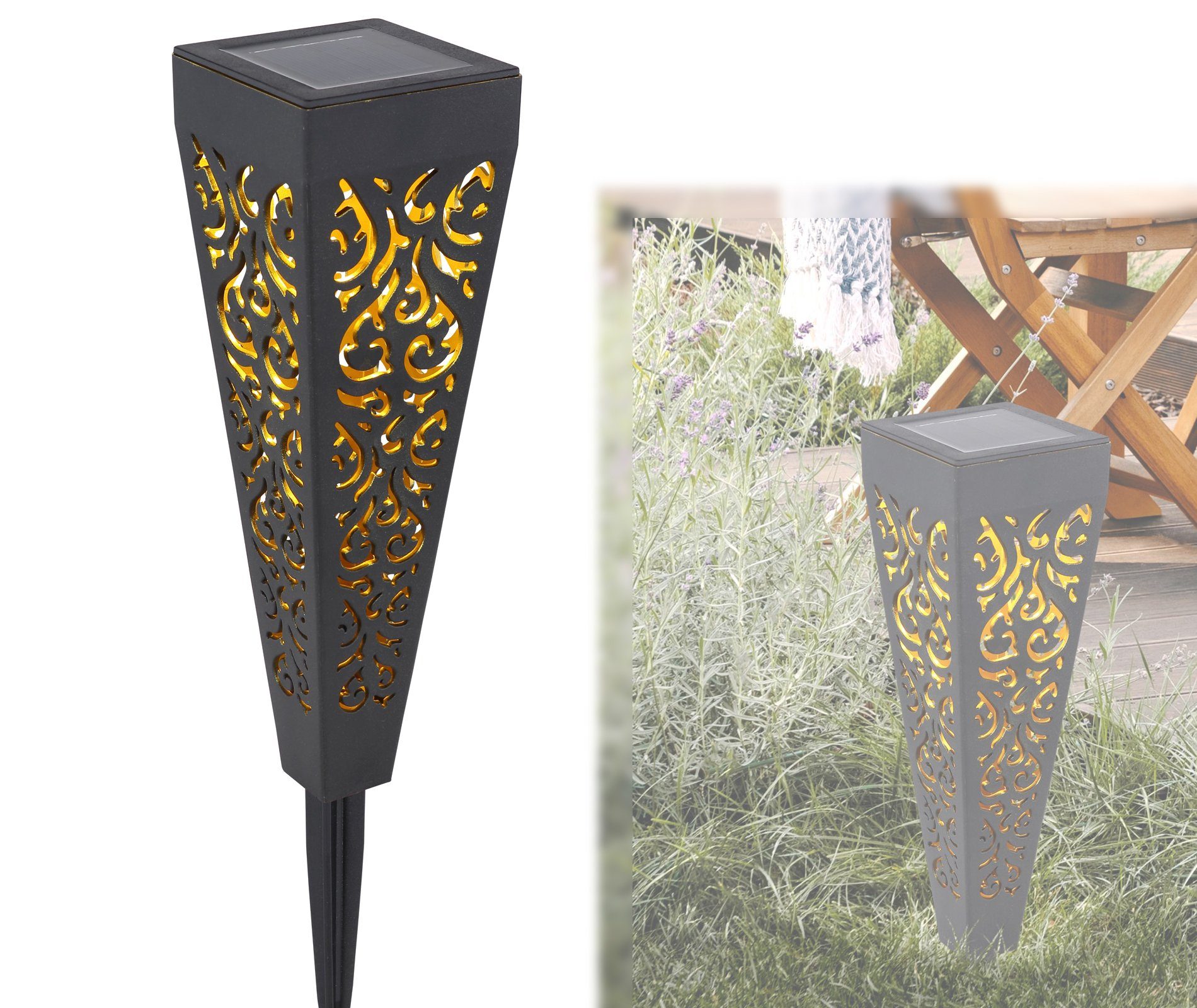 LED Solarleuchte Solarleuchte Garten Fackel Solarlampe Außen Außenleuchte Solar 33578-3