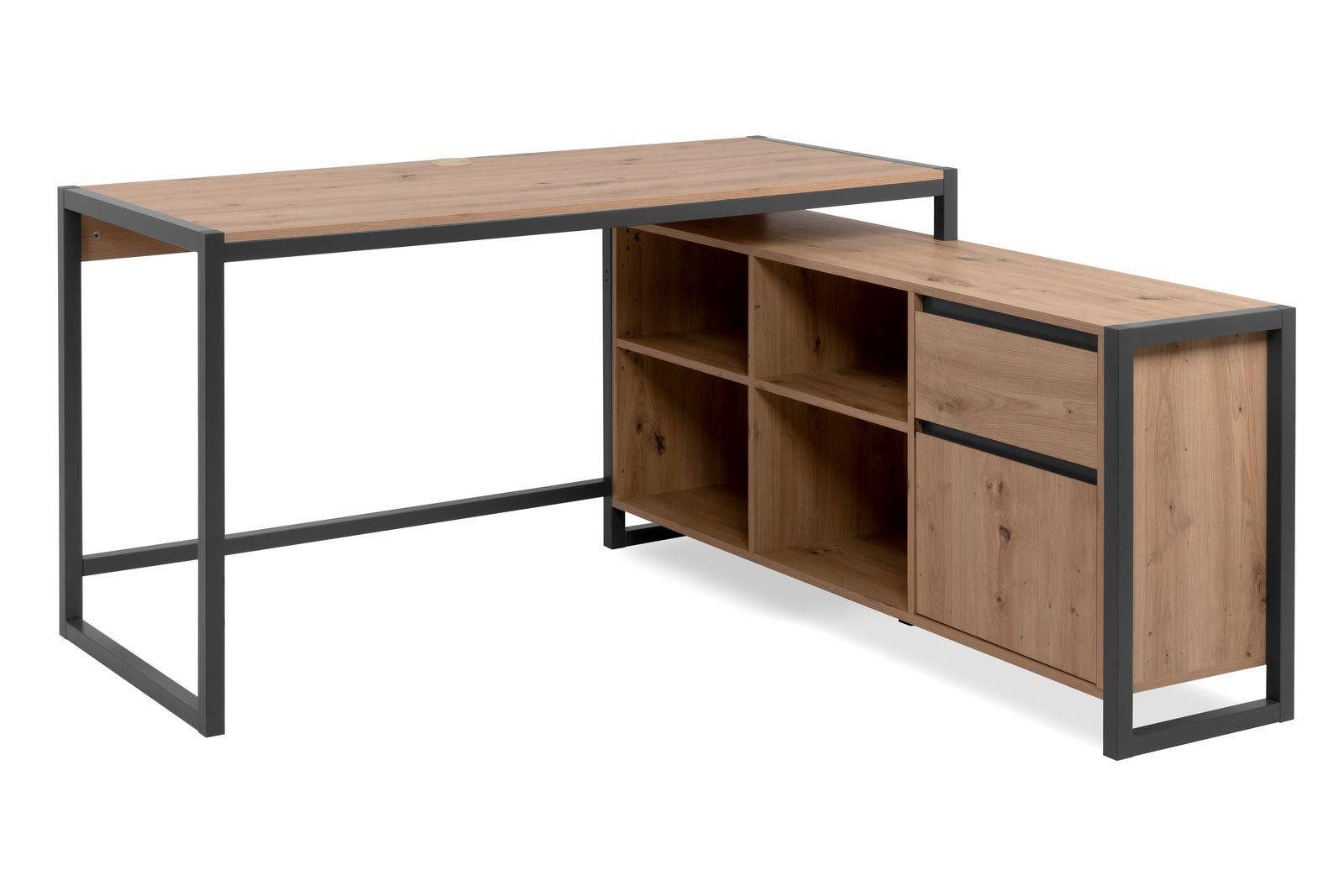 möbelvita Eckschreibtisch Schreibtisch Portland 37A in Artisan Oak / anthra günstig online kaufen