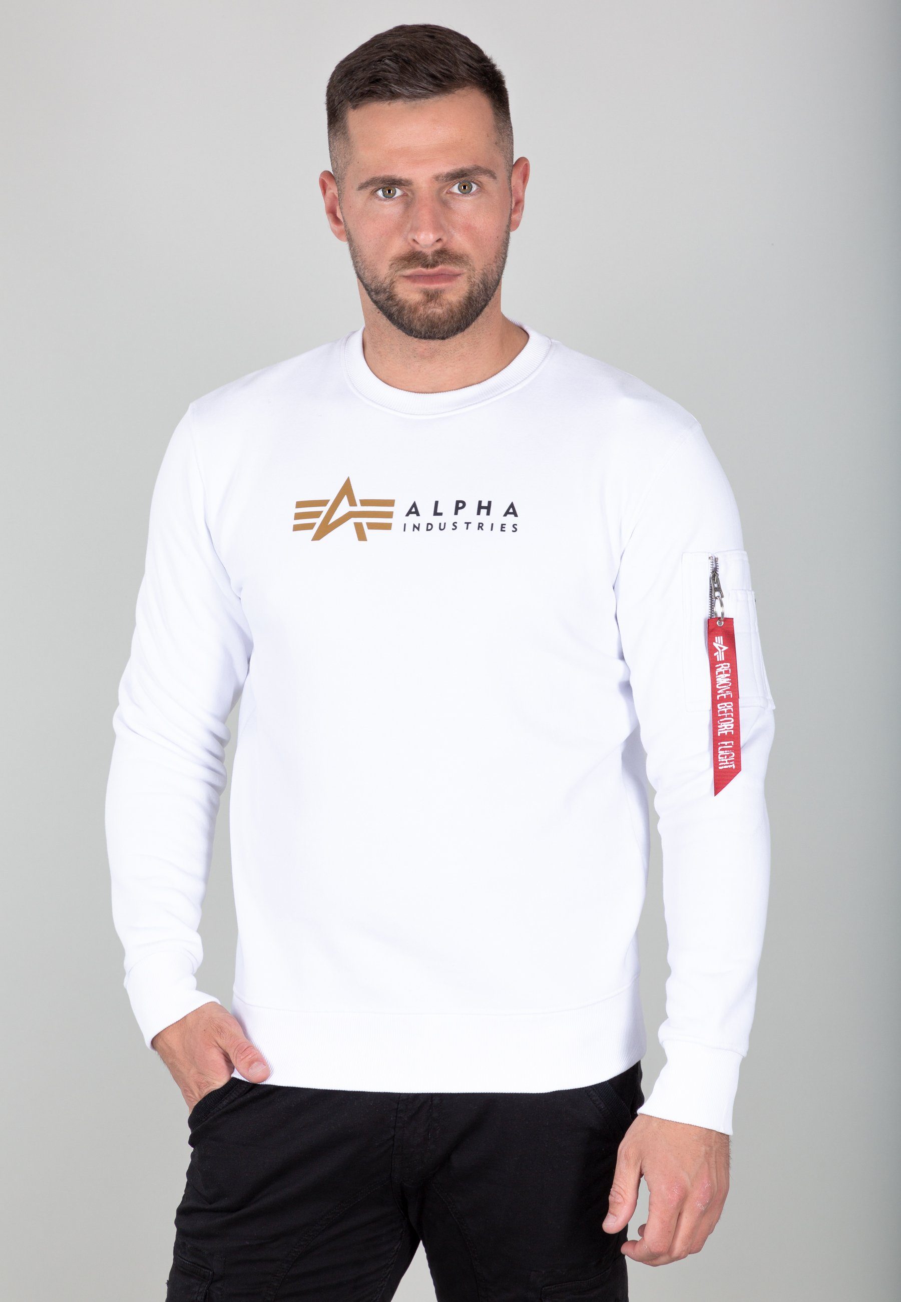 Sweatshirts Alpha Label Men Alpha Alpha Industries - Sweater Industries Sweater white