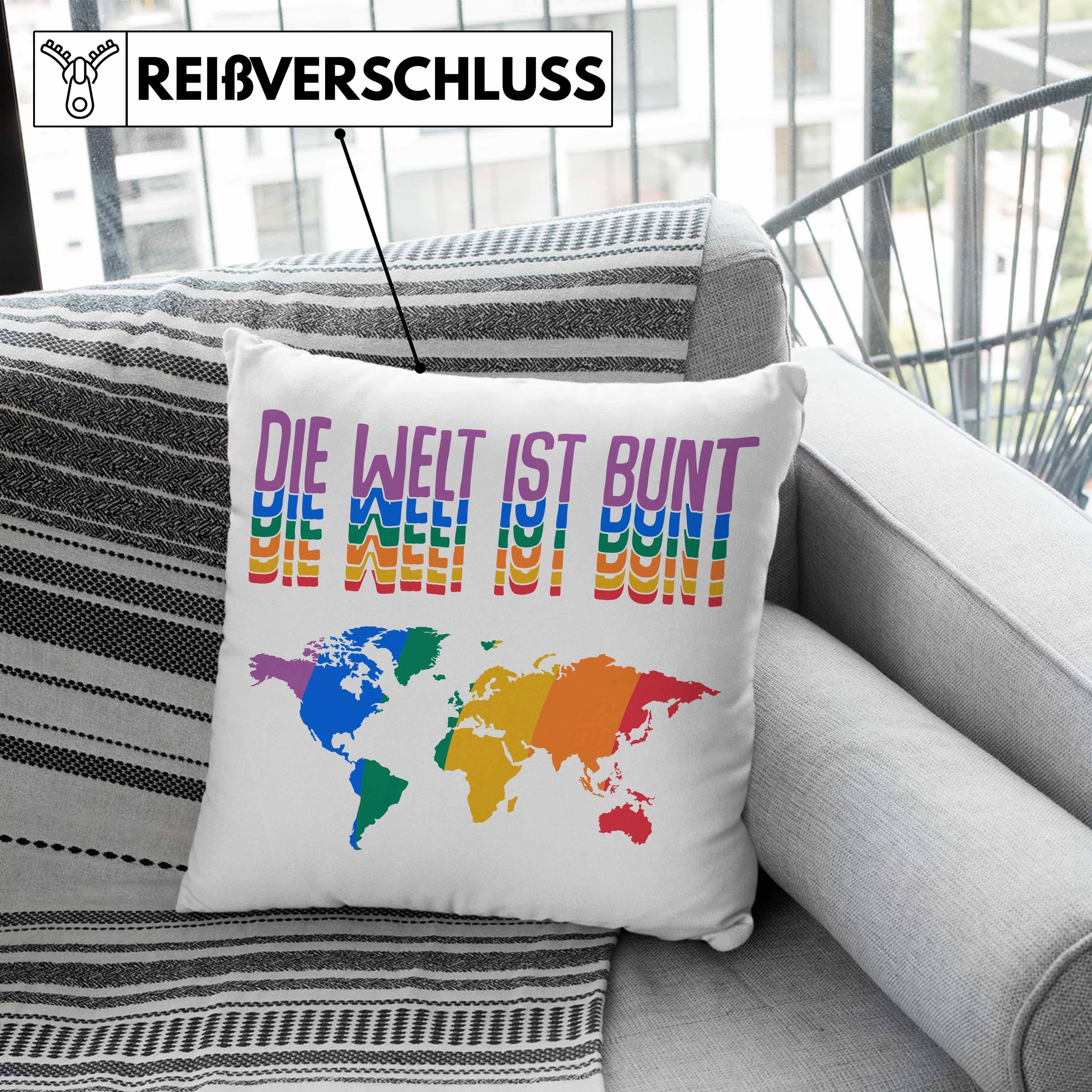 mit Lesben 40x40 Transgender Trendation Lustige für Trendation Kissen Dekokissen Geschenk Bunt Die Schwule Füllung - LGBT Dekokissen Regenbogen Regenbogen Welt Ist Grafik Grau