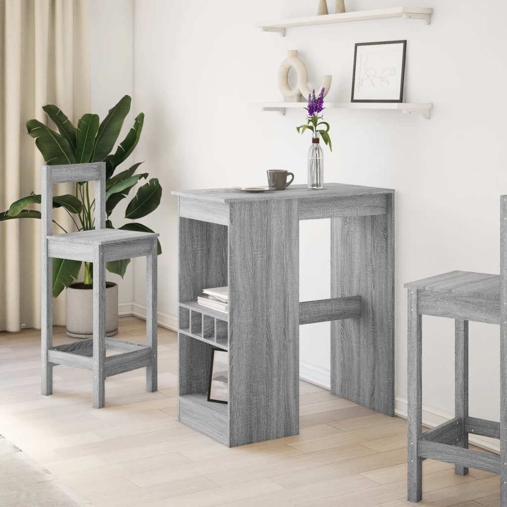 vidaXL Esstisch Bartisch mit Regal Grau günstig online kaufen