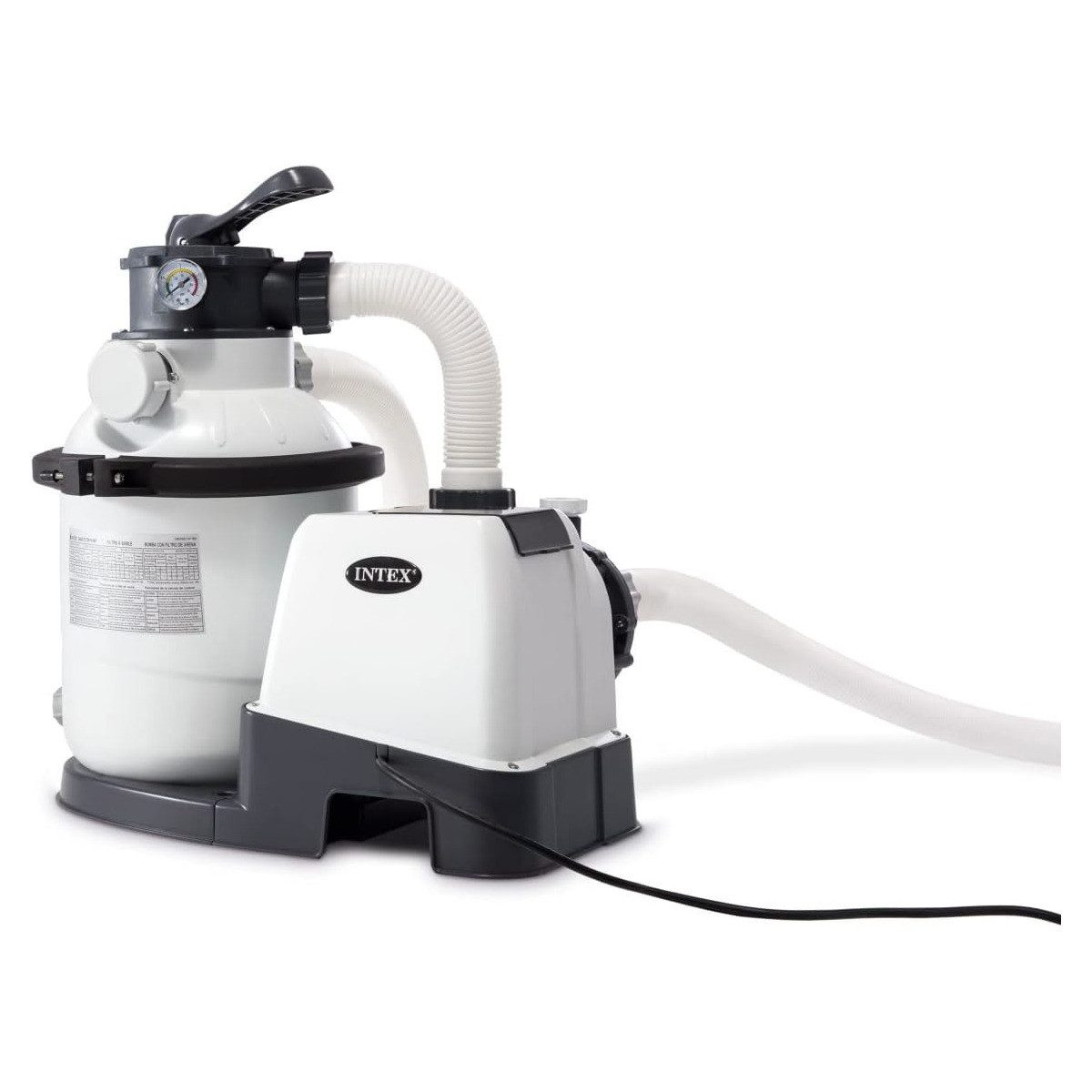 Intex Pool GraphiteGray PoolSet 400x300x124cm, Set inkl. Sandfilterpumpe, Leiter, Boden- & Abdeckplane