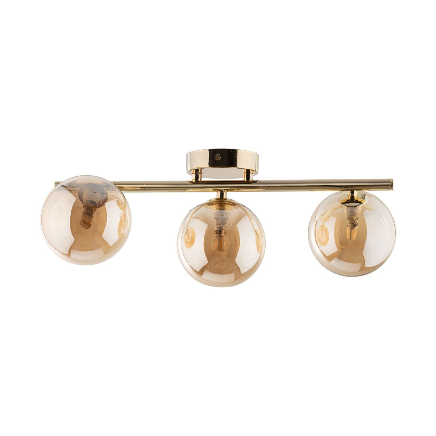 Licht-Erlebnisse Deckenleuchte MIEKE, ohne Leuchtmittel, Metall Rauchglas 47 cm 3-flammig G9 in Gold Bernstein