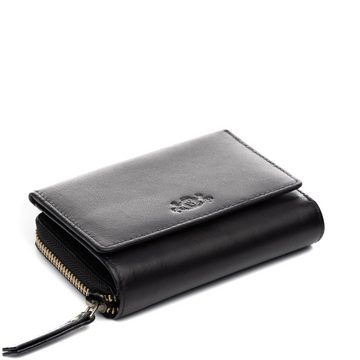 SID & VAIN Geldbörse Leder Geldbeutel Damen AVA, Portemonnaie Echtleder für Damen, Wallet, Brieftasche schwarz