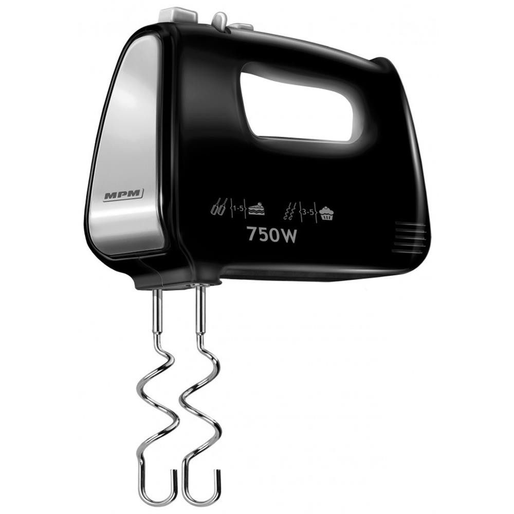 MPM Handmixer MMR-19/C Handmixer 750 W, 5 Stufen, Turbo, 2 Aufsatzpaare, Aufsatzsperre, Auswurftaste, Rühren, Kneten