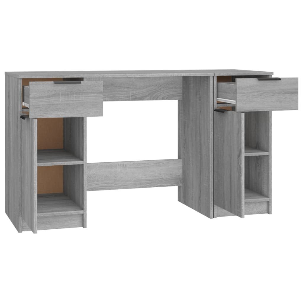 furnicato Schreibtisch mit Beistellschrank Holzwerkstoff Sonoma Grau