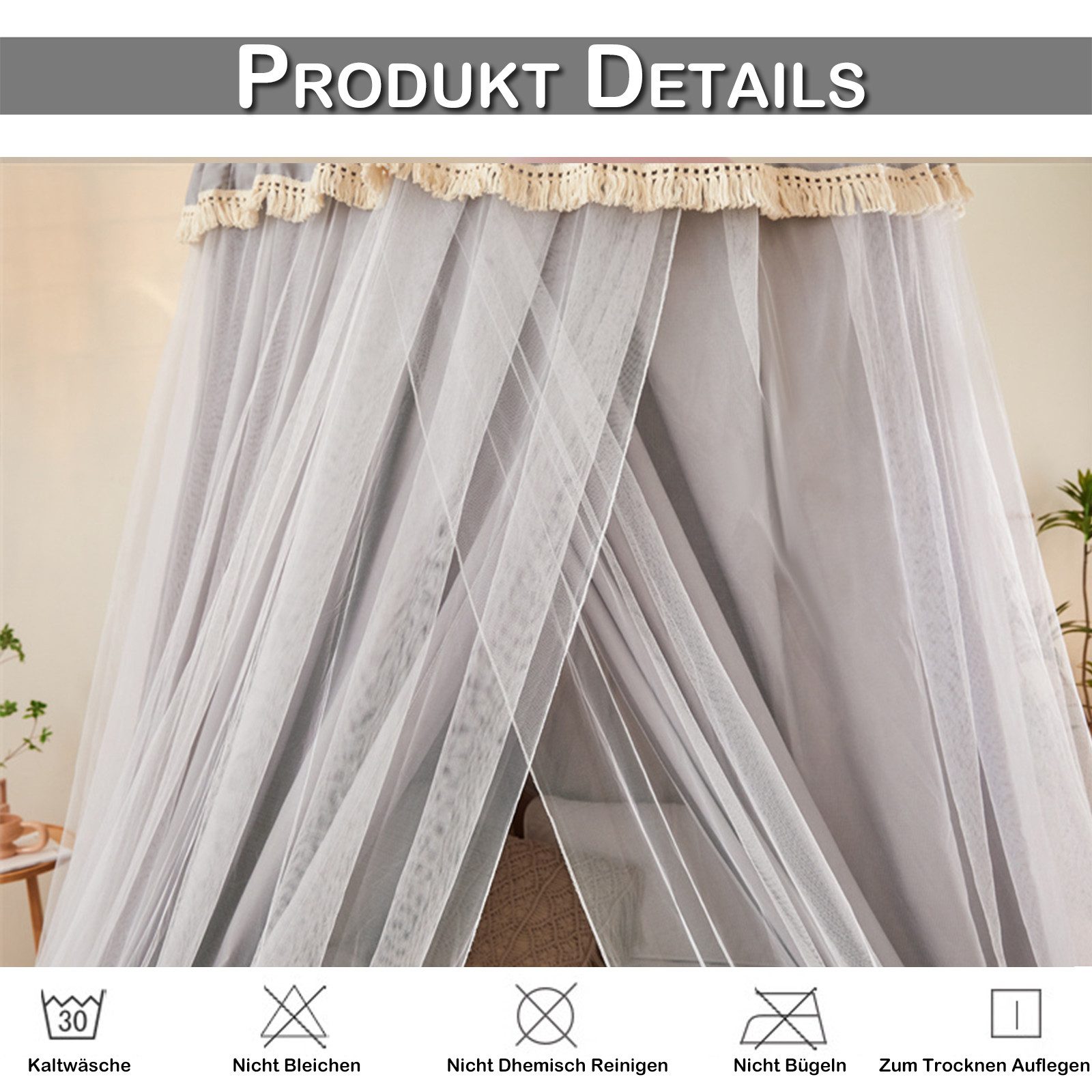 Sunicol Moskitonetz Doppelschicht Moskitonetz, Bett Baldachin, Lichtblockie günstig online kaufen