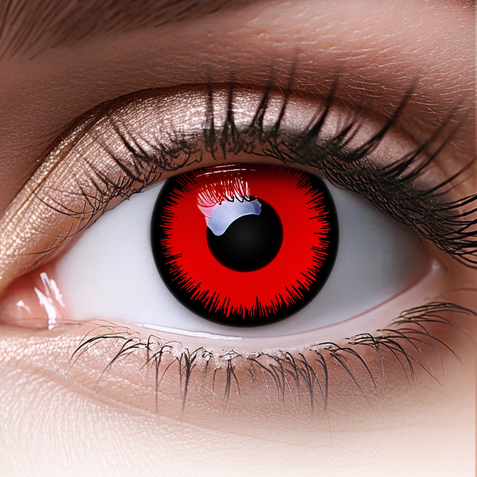 MeralenS Tageslinsen rote 'Red Lunatic' Manga Fun Linsen 1 Paar. Halloween & Cosplay