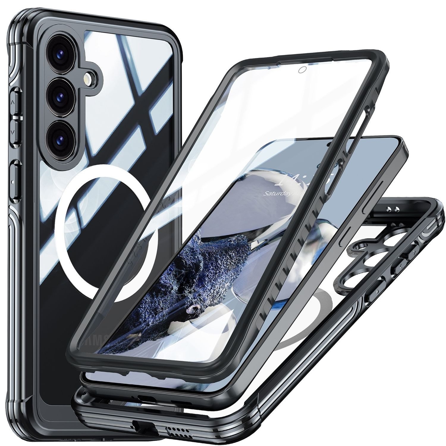 Handyhülle Für Samsung Galaxy S25 5G MagSafe Full 360 Grad Hybrid Bumper Schwarz