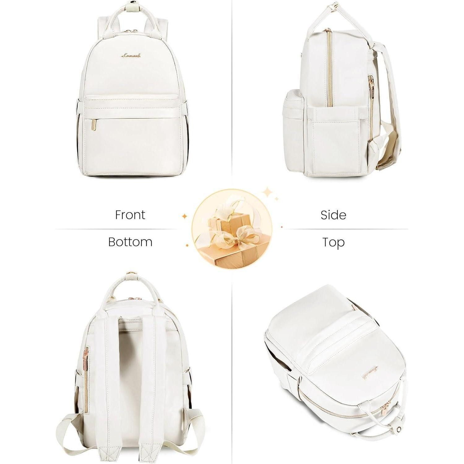 LuxusKollektion Cityrucksack Rucksack Leder Damen Mini Wasserdicht 2in1 Cityrucksack 11 zoll Weiß