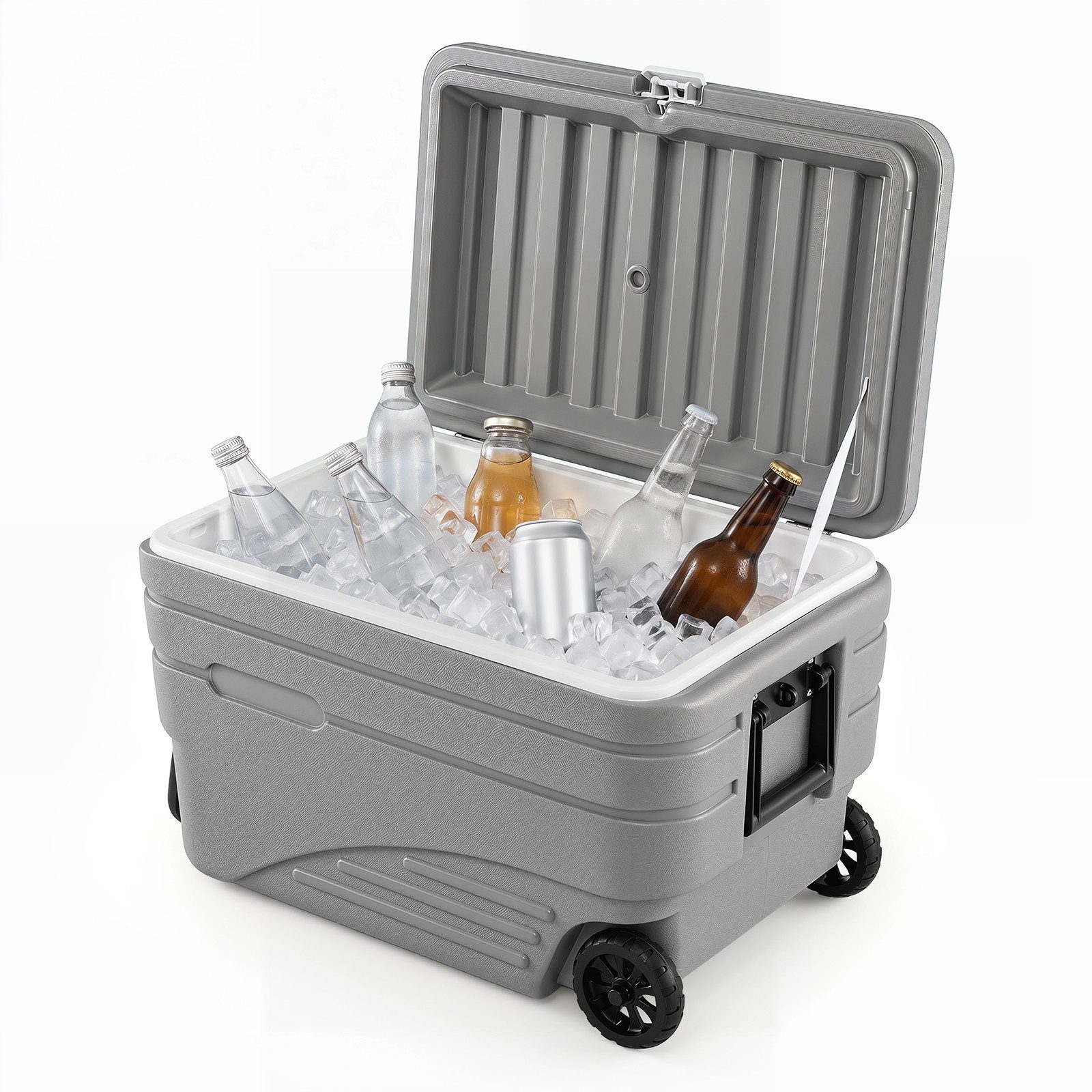 COSTWAY Thermobehälter, Tragbare Kühlbox auf Rollen, wetterfeste Isolierbox