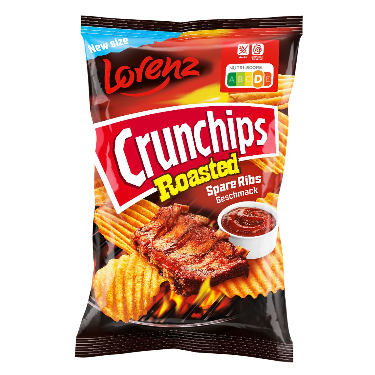 Crunchips Knabberei, Crunchips Roasted Spare Ribs Kartoffel Chips Fleisch Geschmack 110g