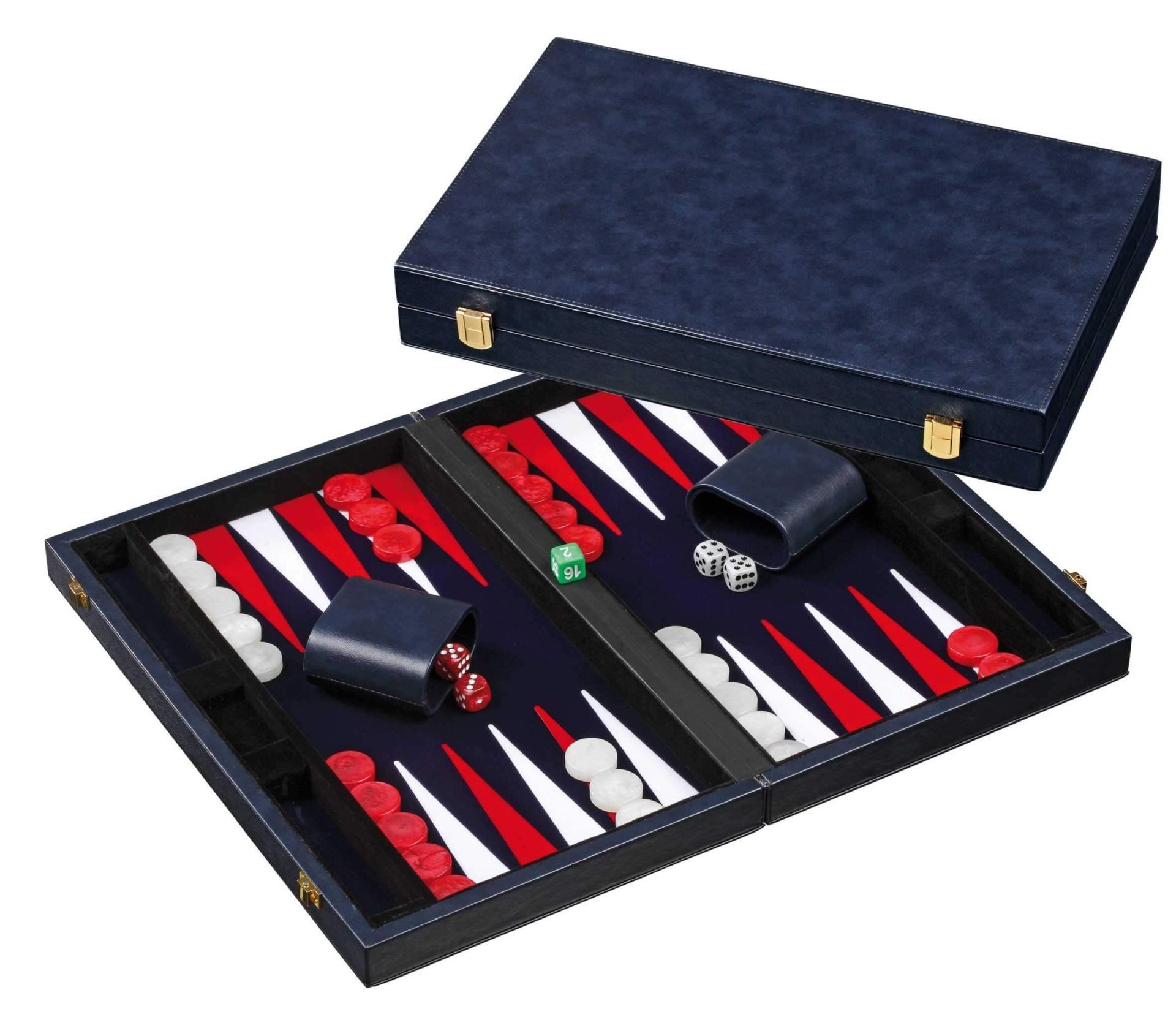 Philos Spiel Philos 1734 - Backgammon, blau, medium, Kunstleder