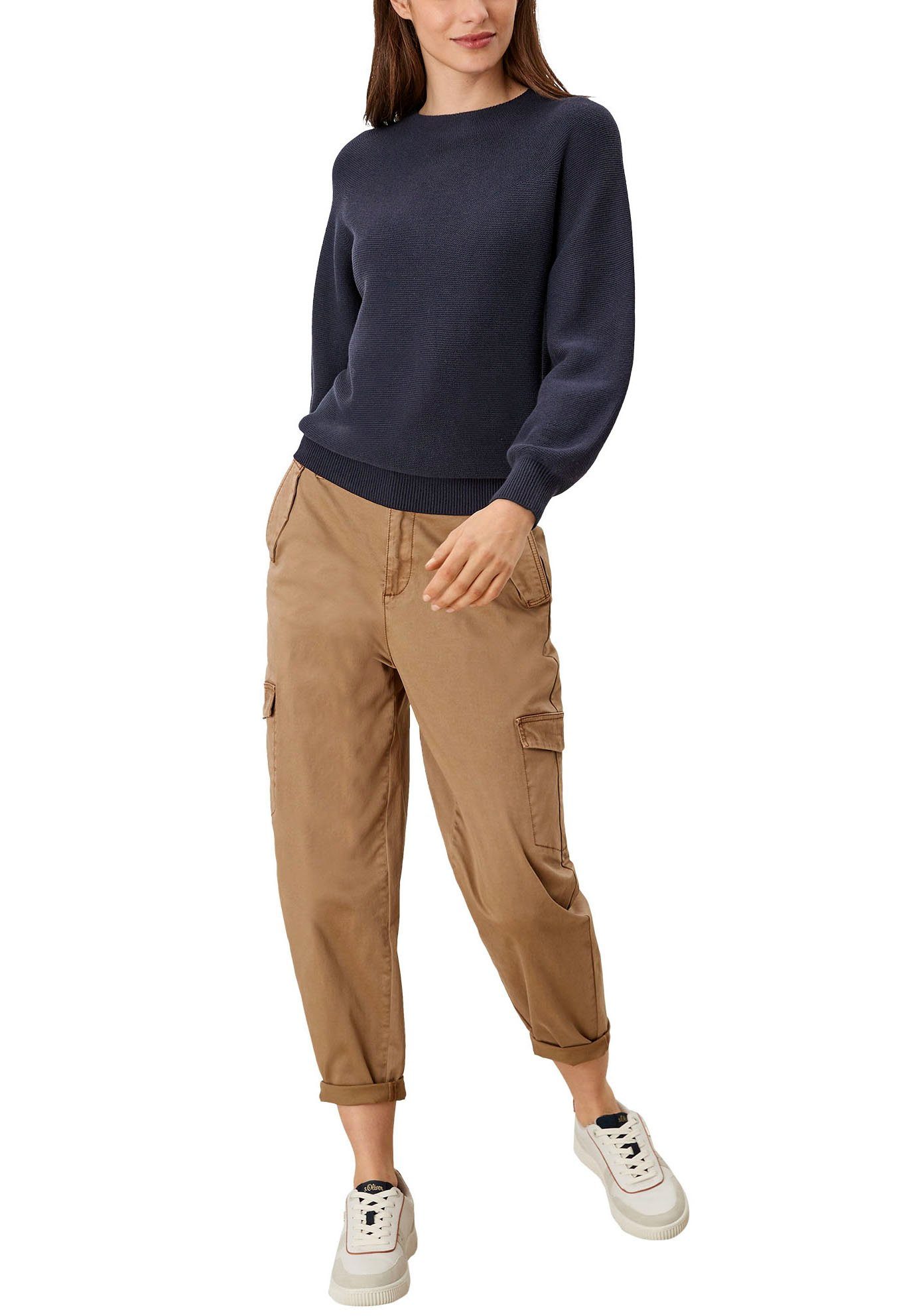 s.Oliver Rundhalspullover in Rechtsstrickoptik