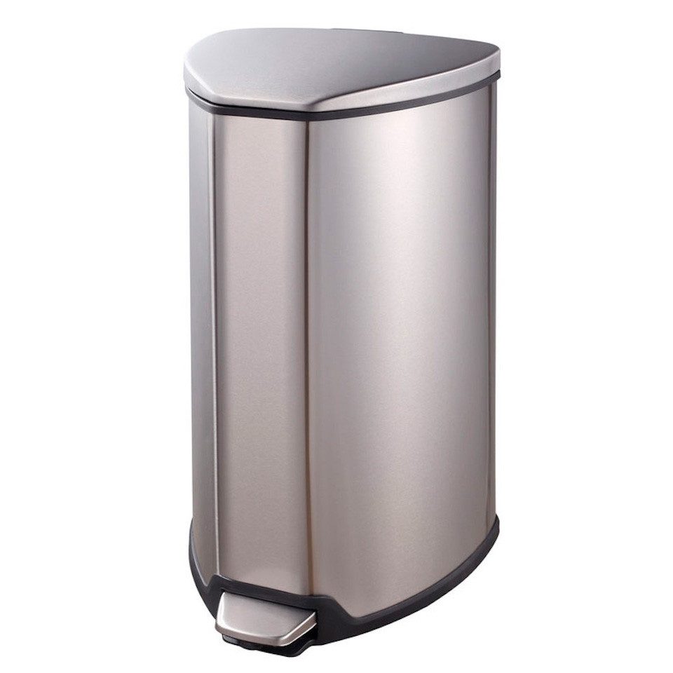 PROREGAL® Mülleimer Dreieckiger Treteimer mit Kunstoffinneneimer, 5L, Silber