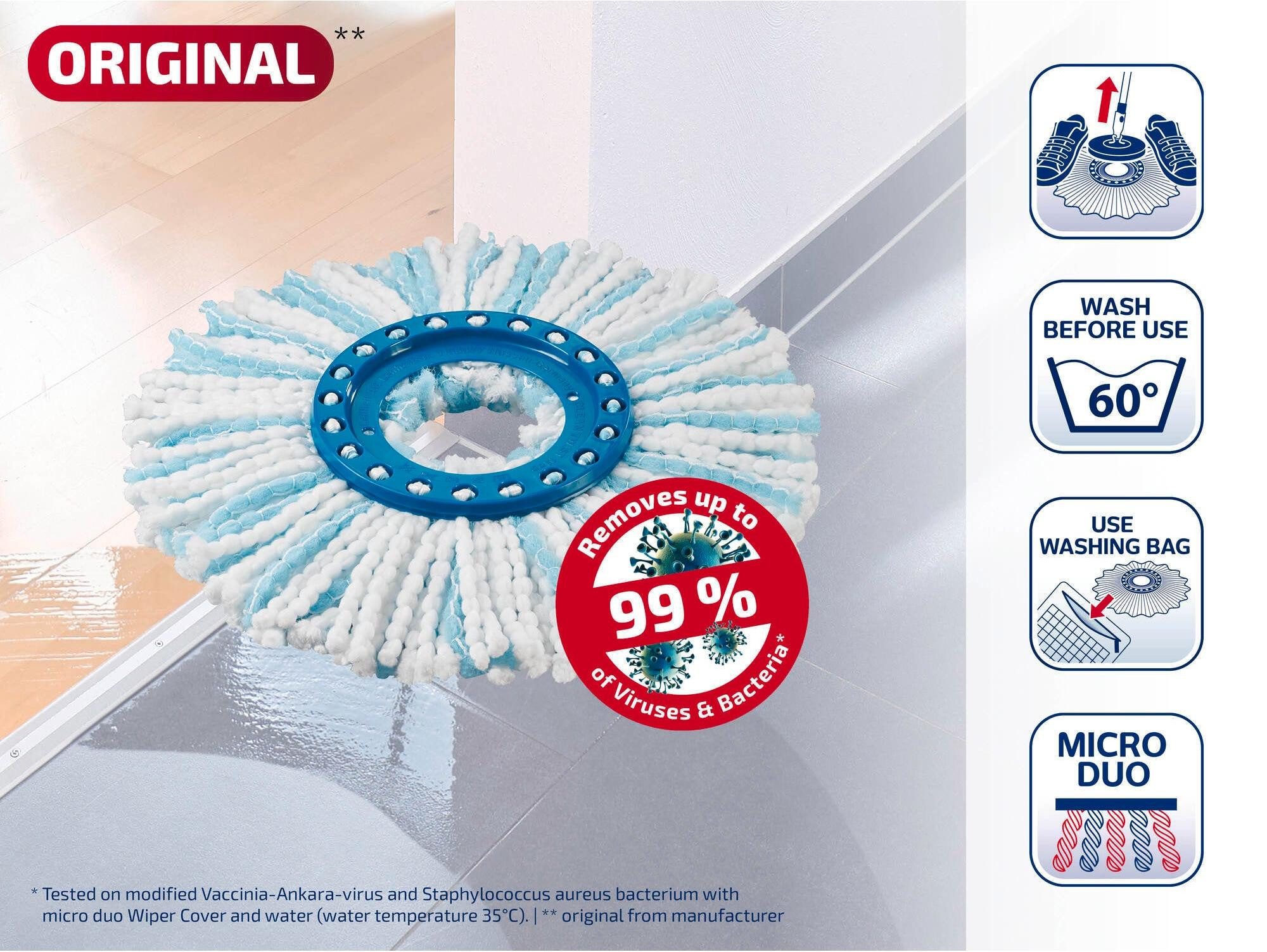 Leifheit Wischmopkopf CLEAN TWIST Disc Mop microduo Moppaufsatz (Mikrofasern)