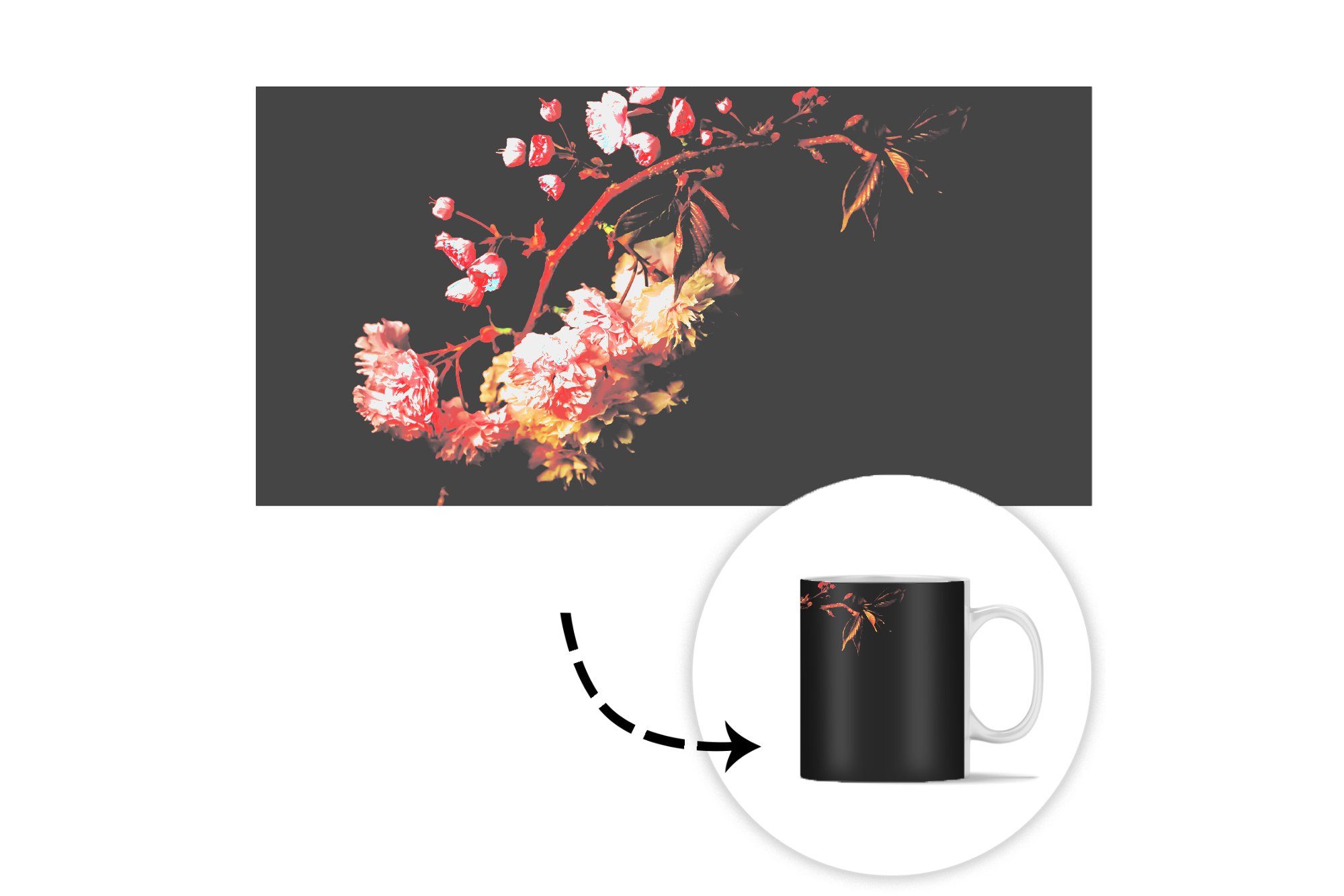 MuchoWow Tasse Eine Kirschblüte Becher, Teetasse, Hintergrund, vor Kaffeetassen, Keramik, Teetasse, Geschenk schwarzem