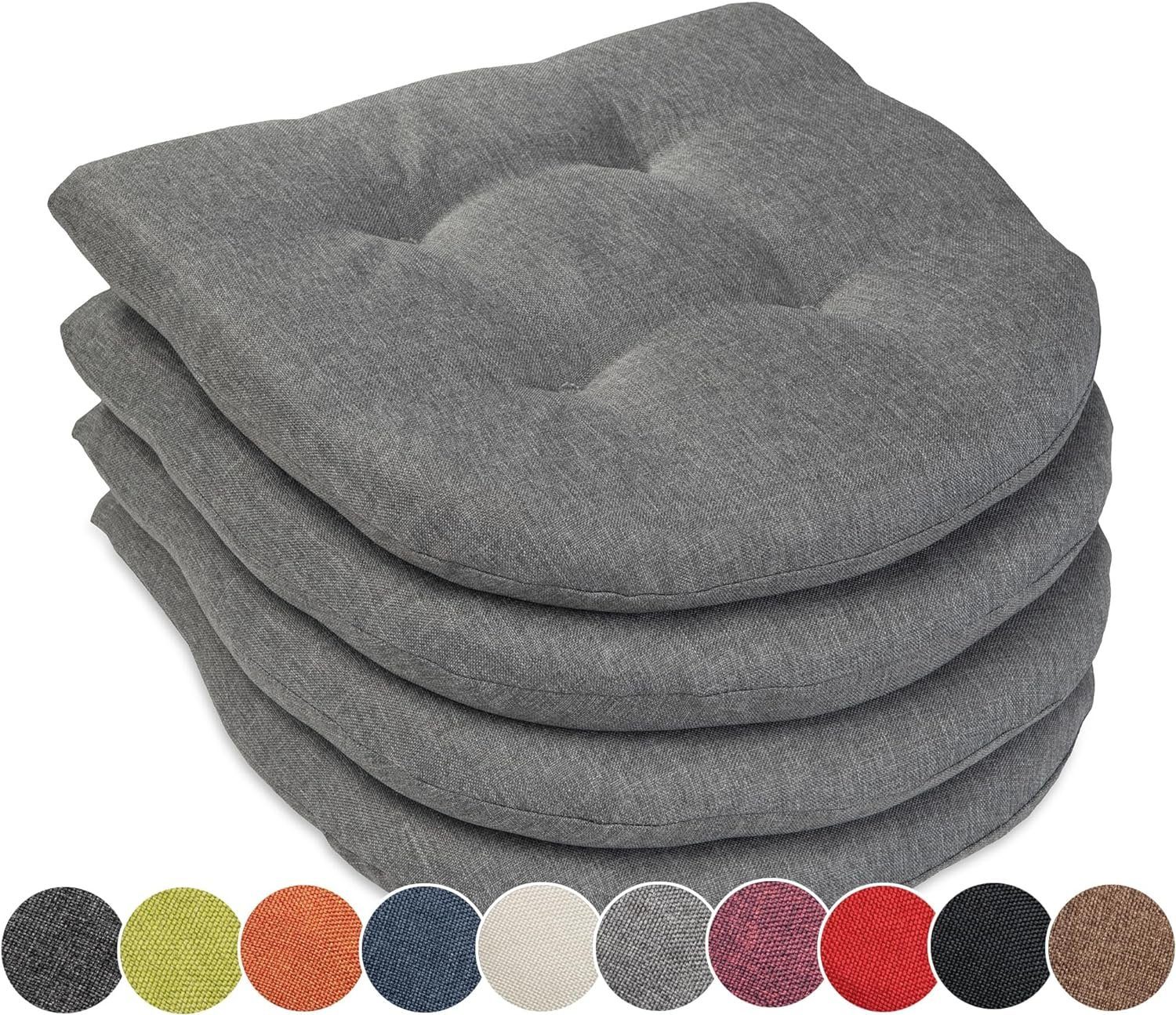 sunnypillow Stuhlkissen 4er Set Auflage 40x40 für Stühle, Bänke in Haus und Garten dick 5cm, Sitzkissen Sitzauflage Stuhlauflage Gartenkissen Esszimmerstuhl Grau