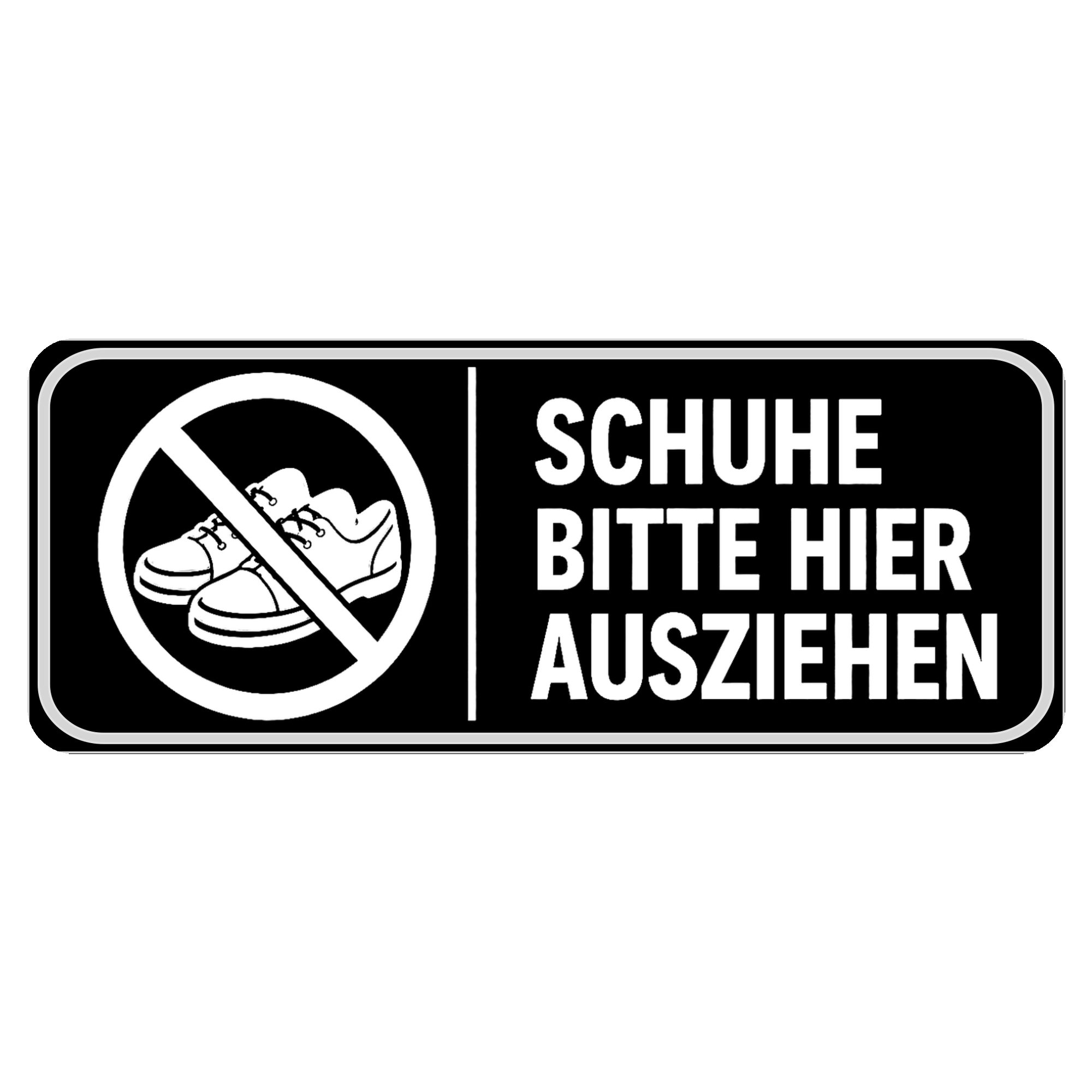 Nomiro Hinweisschild NOMIRO Hinweisschild Türschild Schuhe bitte hier ausziehen 15x6 cm - K, (1 St), selbstklebend, lasergraviert