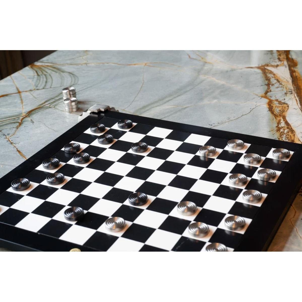 AUTHENTIC MODELS Dekofigur und Dame für mit Metallfüßen Schach Spielbrett wendbares (47x47cm)