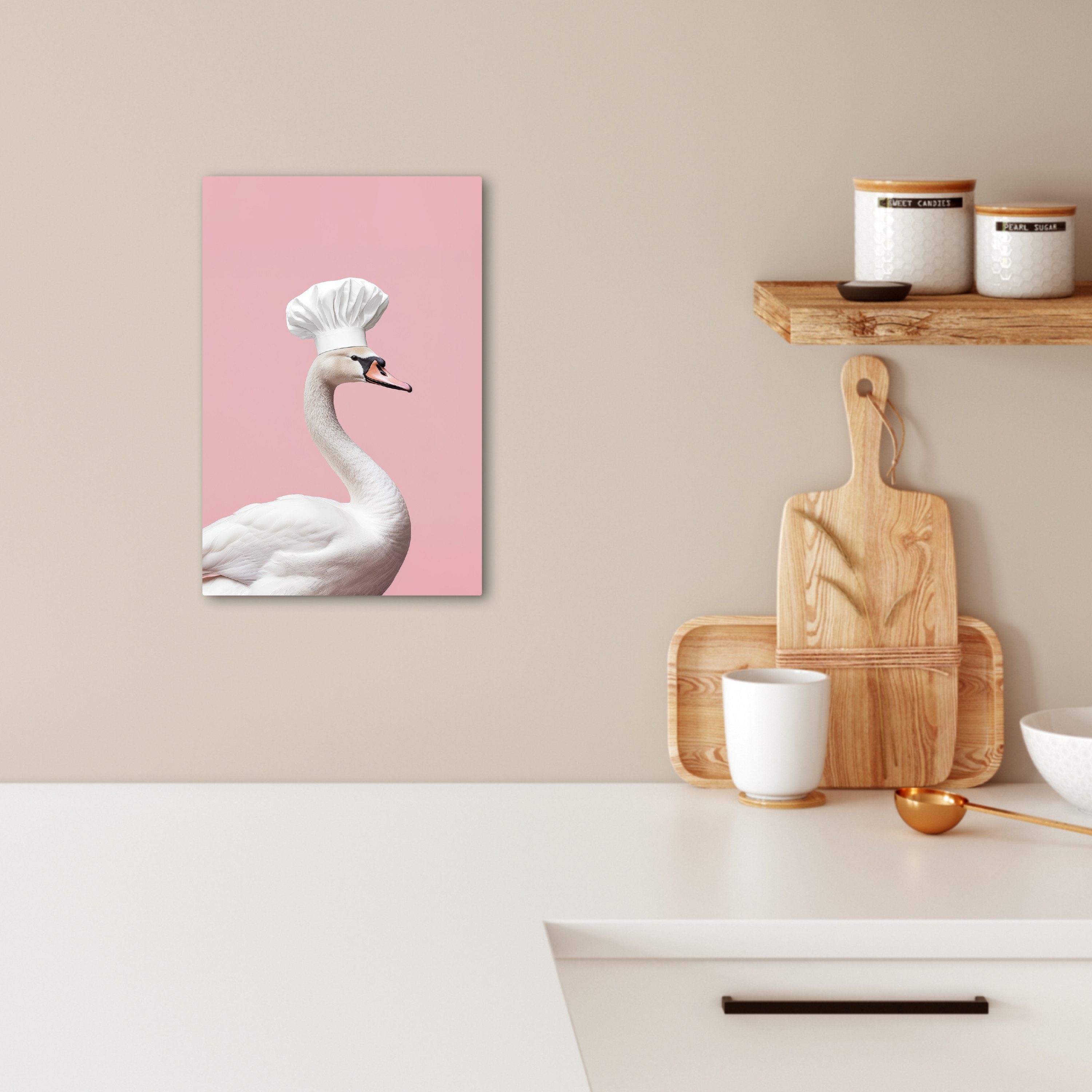 OneMillionCanvasses® Leinwandbild Schwan - Kochmütze - günstig online kaufen