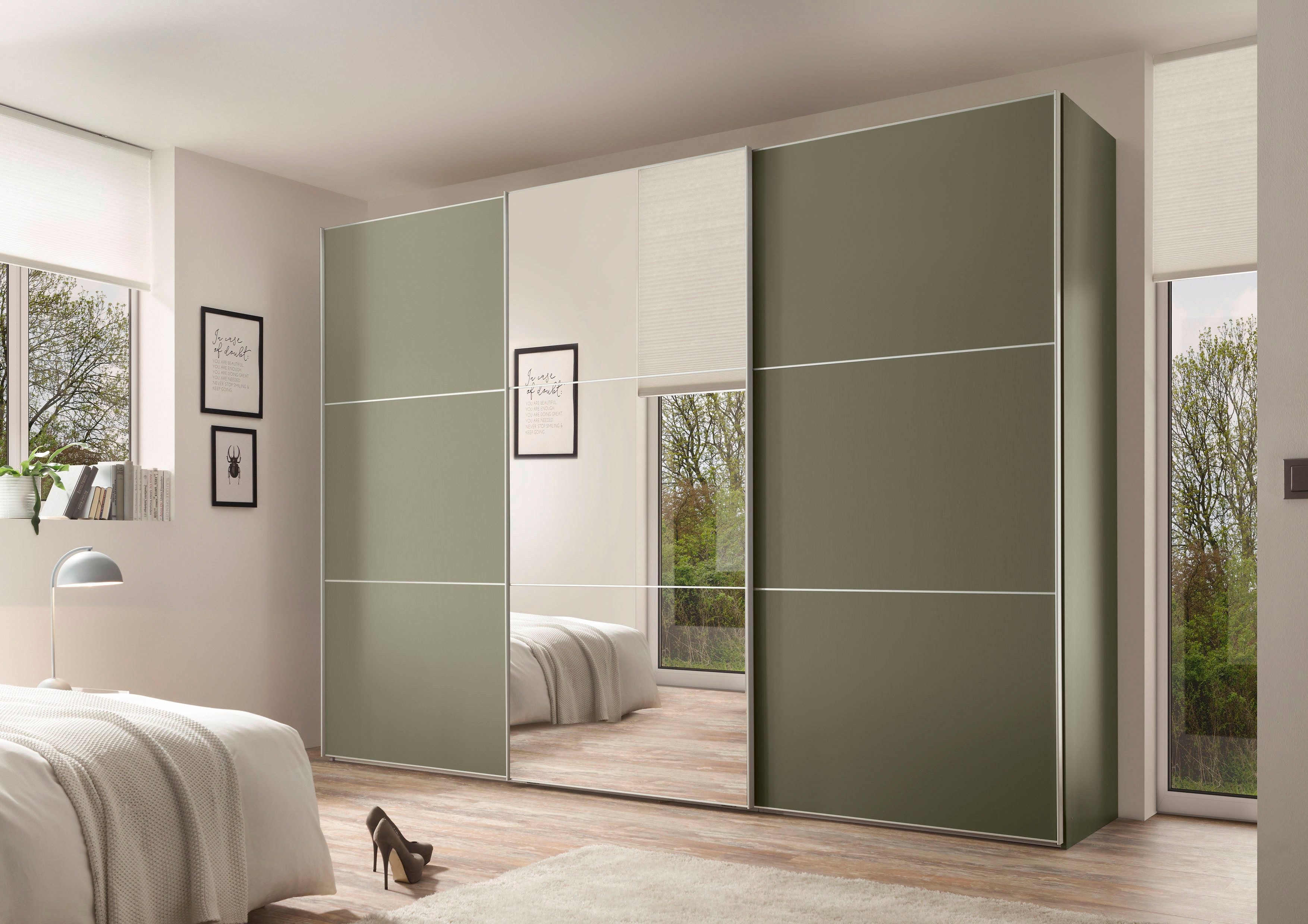 STAUD Schwebetürenschrank Includo, Made in Germany Mit Spiegeltüre und vier verschiedenen Ausstattungsvarianten