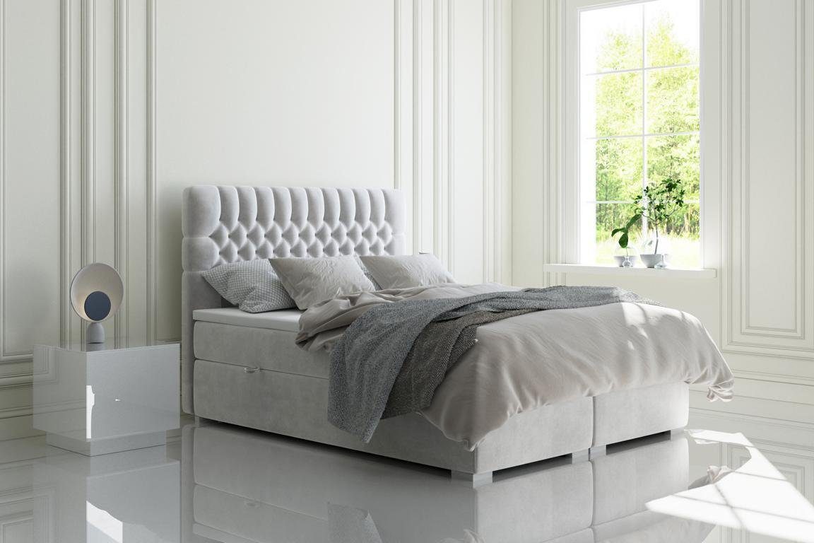 Chesterfield Made Boxspringbett JVmoebel Schlafzimmer Bett Natur Europa in Doppelbett Luxus Boxspringbett, Modern