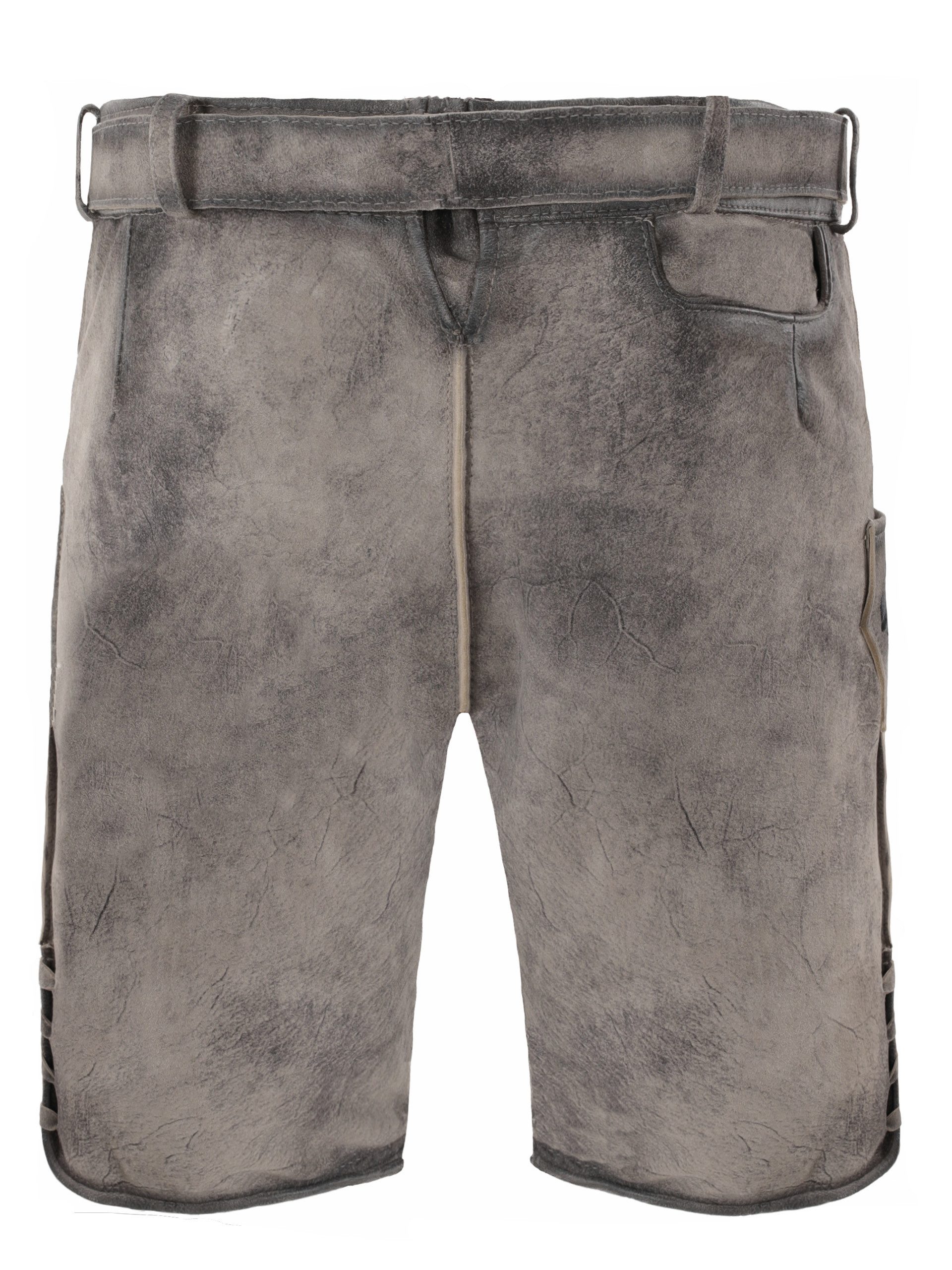 Trachtenlederhose Lederhose kurz Thaddäus granit (2-tlg) inkl. Gürtel günstig online kaufen