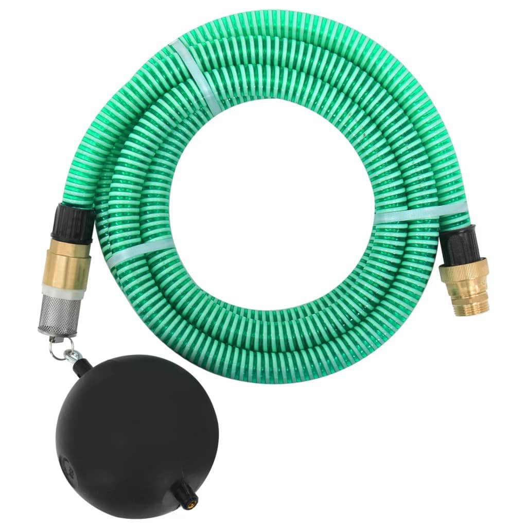 vidaXL Saugschlauch Saugschlauch mit Messing-Anschlüssen Grün 1,1" 10 m PVC