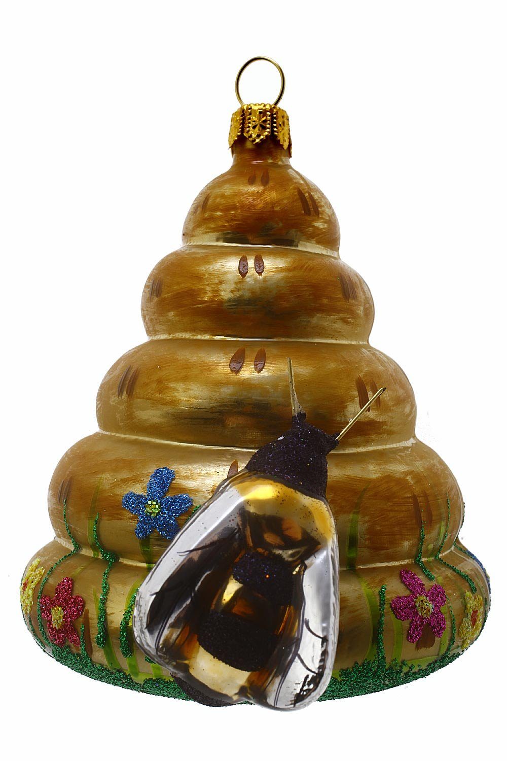 Dekohänger Bienenkorb, - Hamburger - Weihnachtskontor handdekoriert mundgeblasen Christbaumschmuck