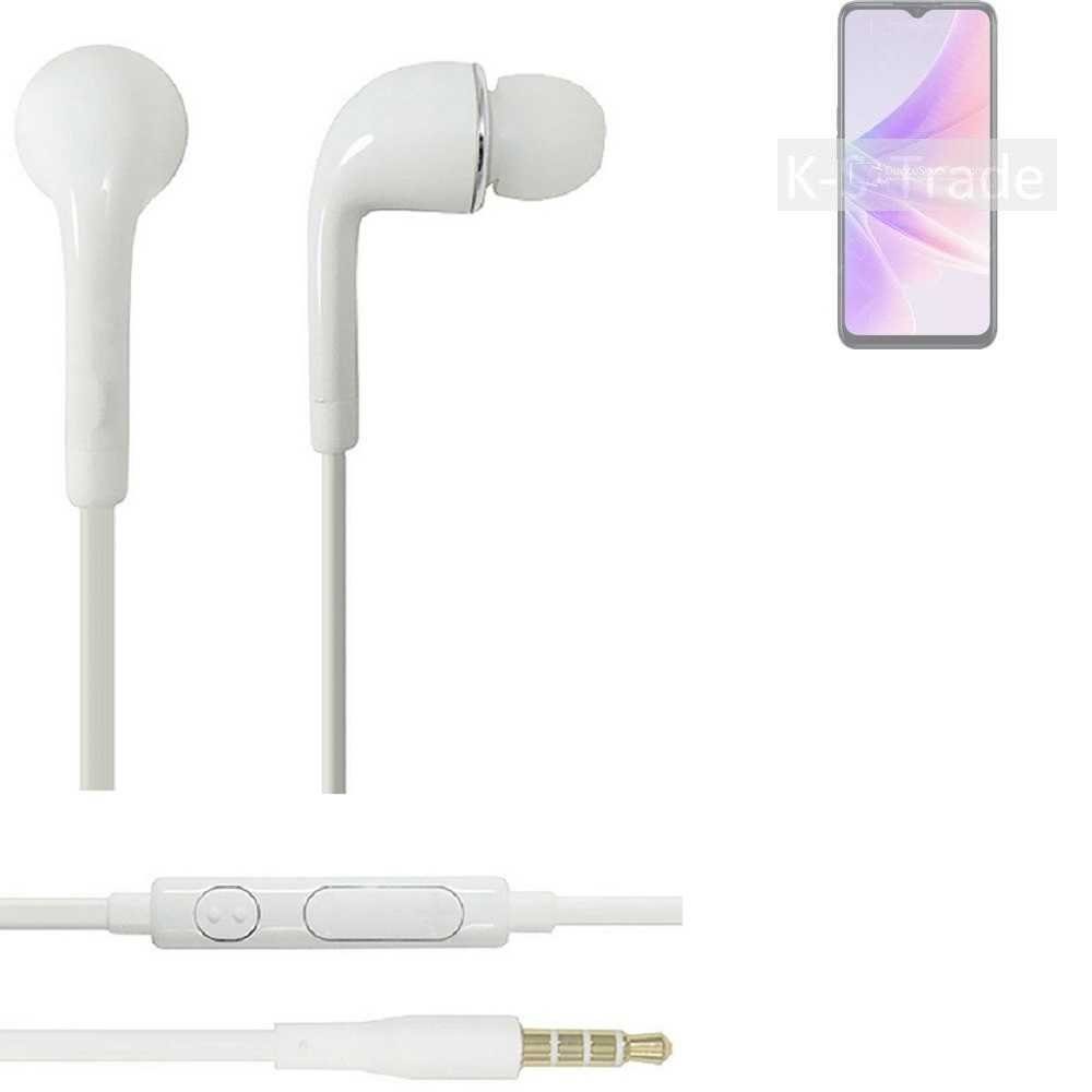 K-S-Trade für Oppo K10 5G India In-Ear-Kopfhörer (Kopfhörer Headset mit Mikrofon u Lautstärkeregler weiß 3,5mm)