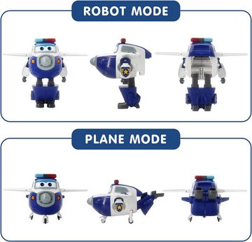Super Wings Spielzeug-Flugzeug Transformations Paul Polizei Flugzeug, 2-in-1-Spielzeug, das nach Belieben verwandelt werden kann