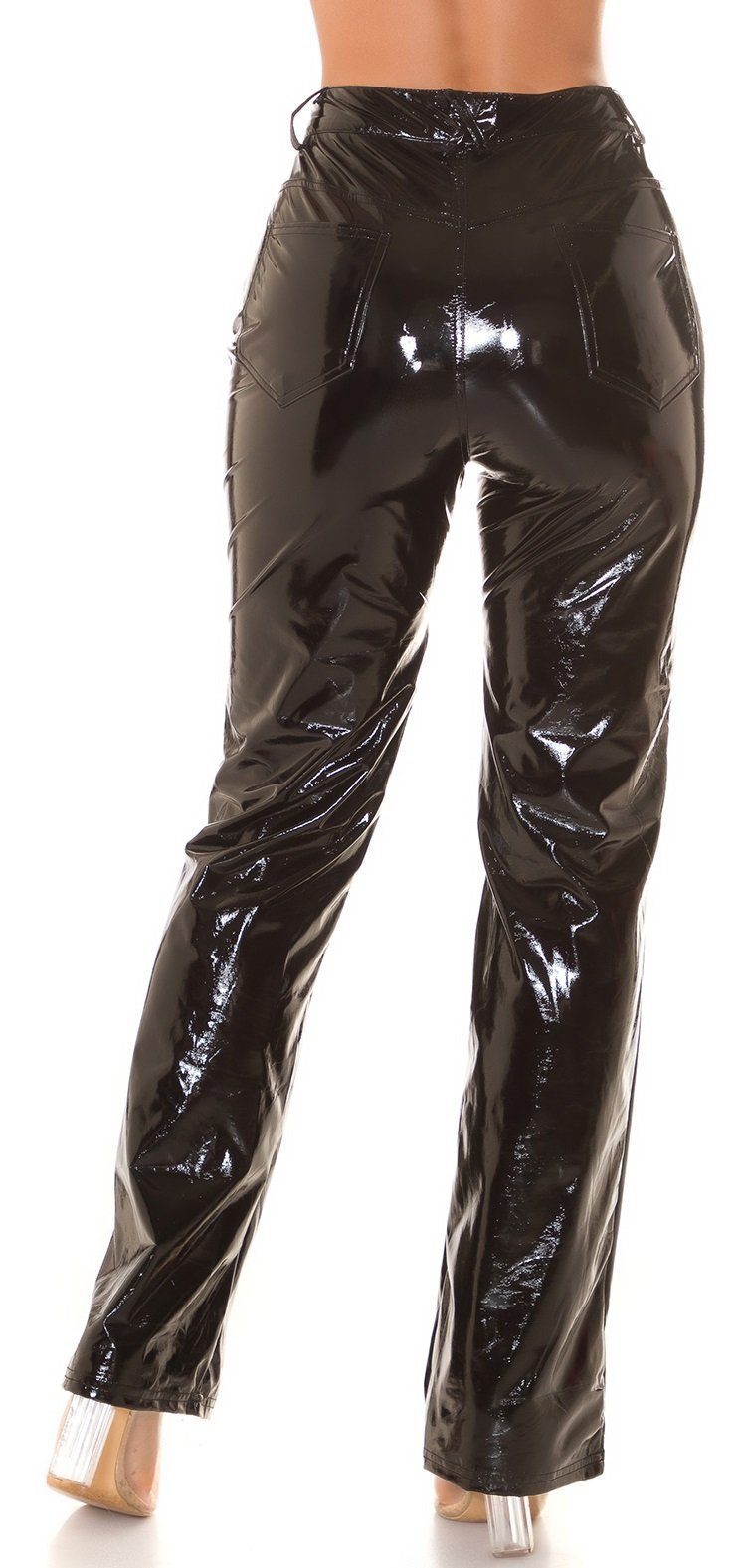 Schlaghose in Damenhose Latex-Optik, schwarz Koucla cooler