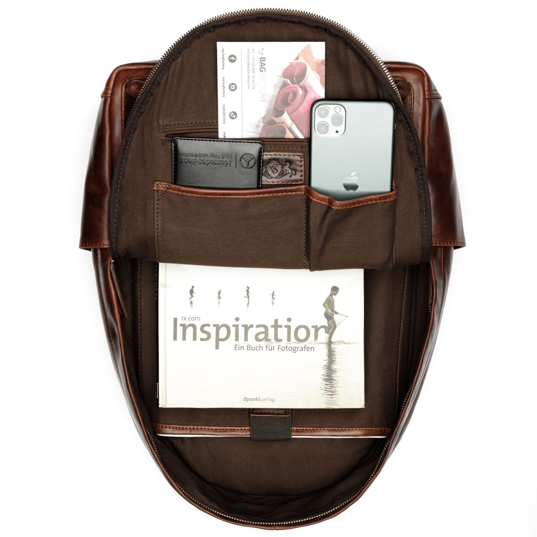 SID & VAIN Rucksack echt Leder Rucksack groß Ledertasche braun ARCHIE, Tagesrucksack echt Leder Unisex, Rucksack, Backpack braun-cognac