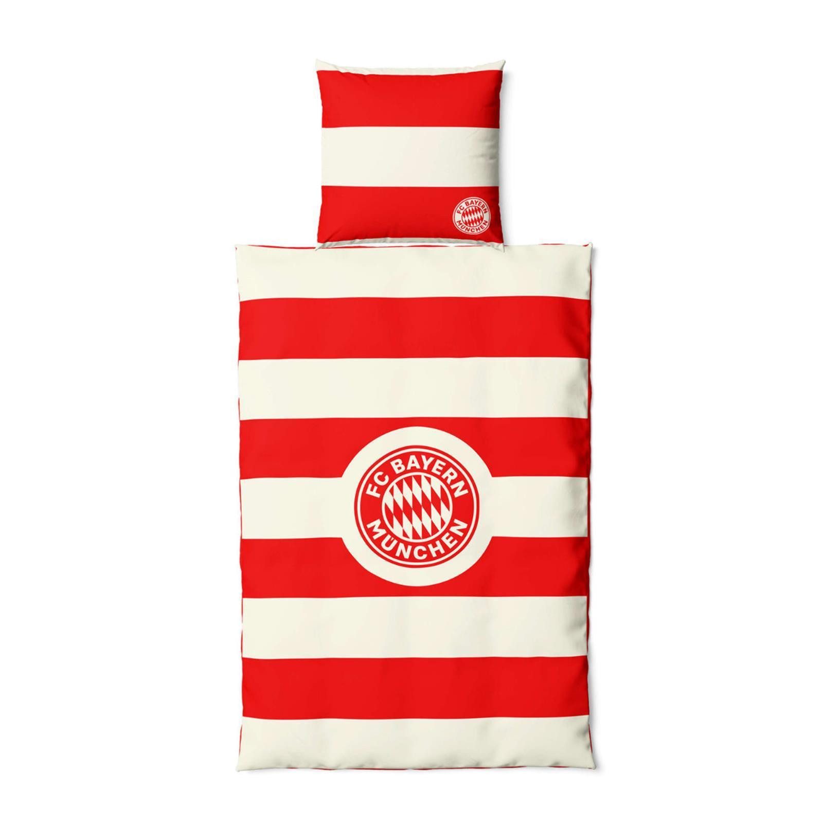 FC Bayern München Bettwäsche FC Bayern Bettwäsche Rot/Weiß, 100% Baumwolle, 1 teilig, angenehmes Hautgefühl