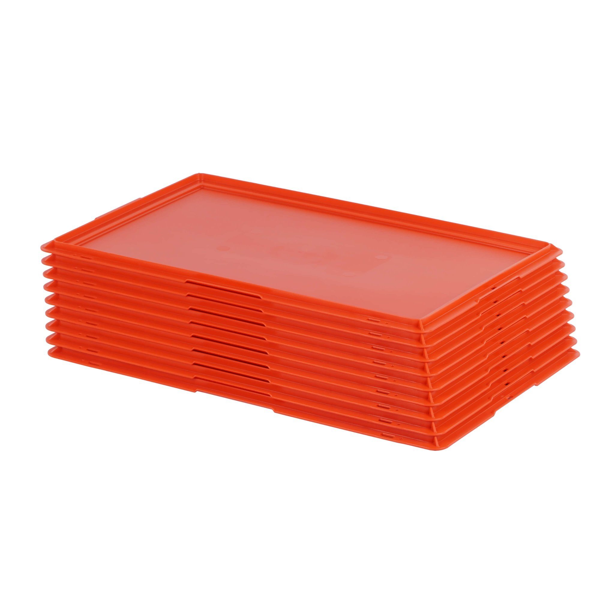 Logiplast Transportbehälter 10 Stück Deckel für Eurokasten 60 x 40 cm E1 E2 E3 Rot, (Spar-Set, 10 Deckel), robust, geringes Gewicht, lebensmittelecht