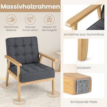 COSTWAY Ohrensessel, Relaxsessel gepolstert, Massivholz, 200kg, 68x63,5x78cm