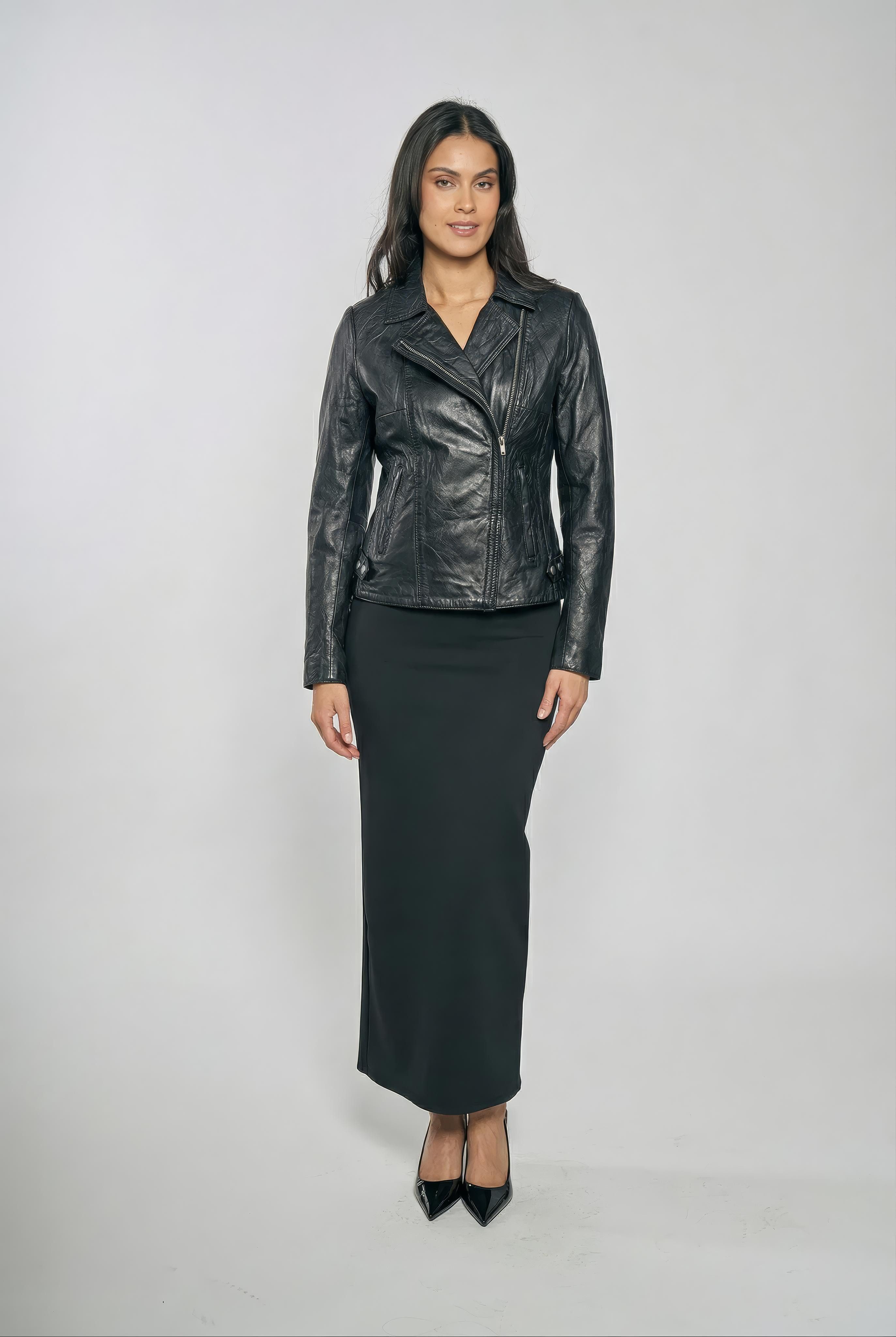 Freaky Nation Lederjacke Crinkled Leather Biker Jacket
