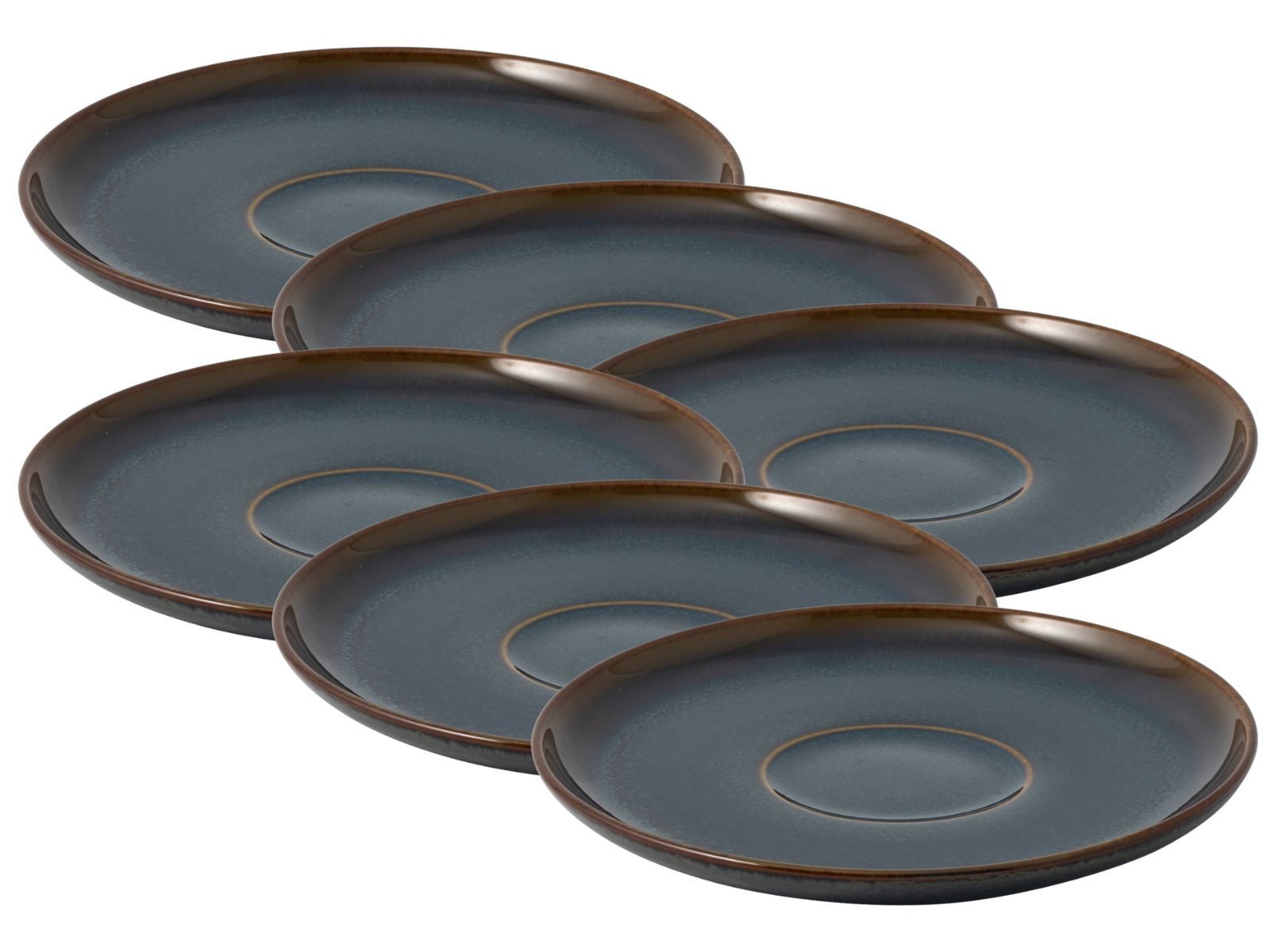 like. by Villeroy & Boch Geschirr-Set Crafted Denim Kaffee-Untertasse 15cm Set6, Premium Porcelain