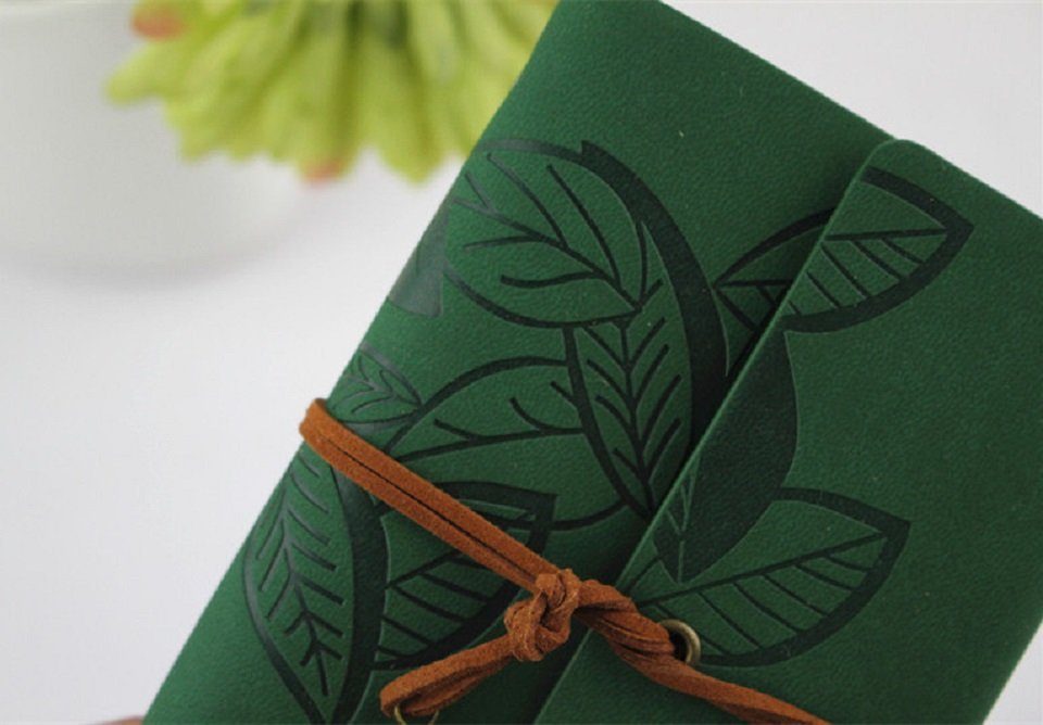 nachfüllbar Dunkelgrün Blättern mit Notizbuch 101DIYStudio A5 Stilvolles Emblem Vintage Tagebuch