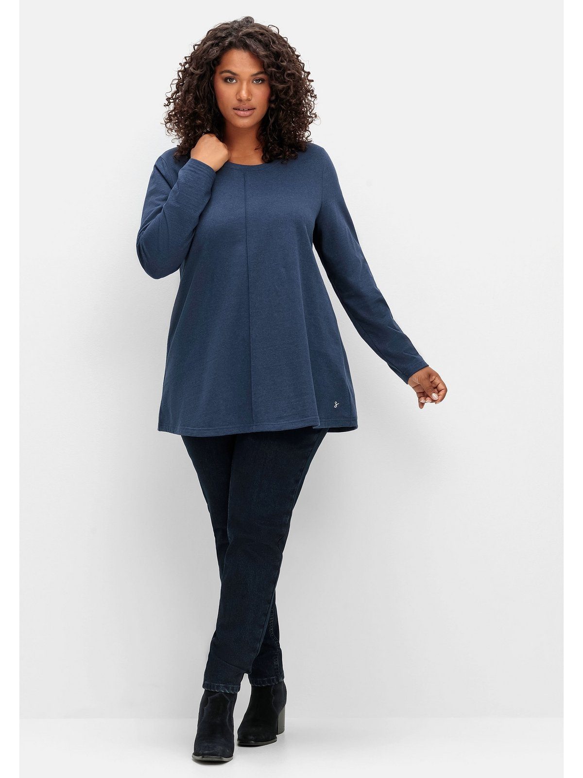 Sheego Langarmshirt Große Größen in A-Linie, mit Rundhals