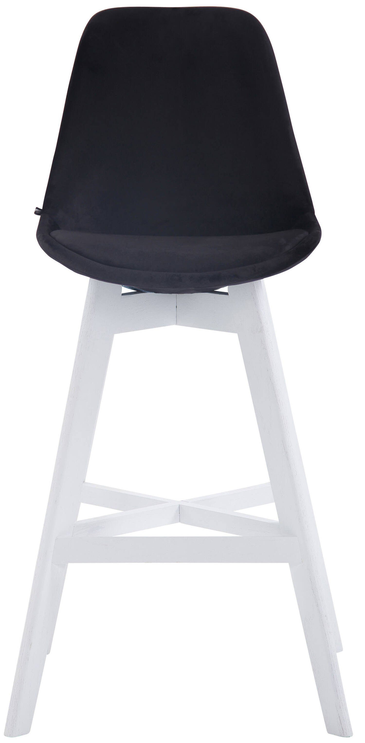 Weiß mit Canada und Fußstütze Sitzfläche: Hocker TPFLiving Holz (Barstuhl Gestell Barhocker Samt Rückenlehne Theke für Schwarz bequemer Küche), angenehmer - 4-Fuß &